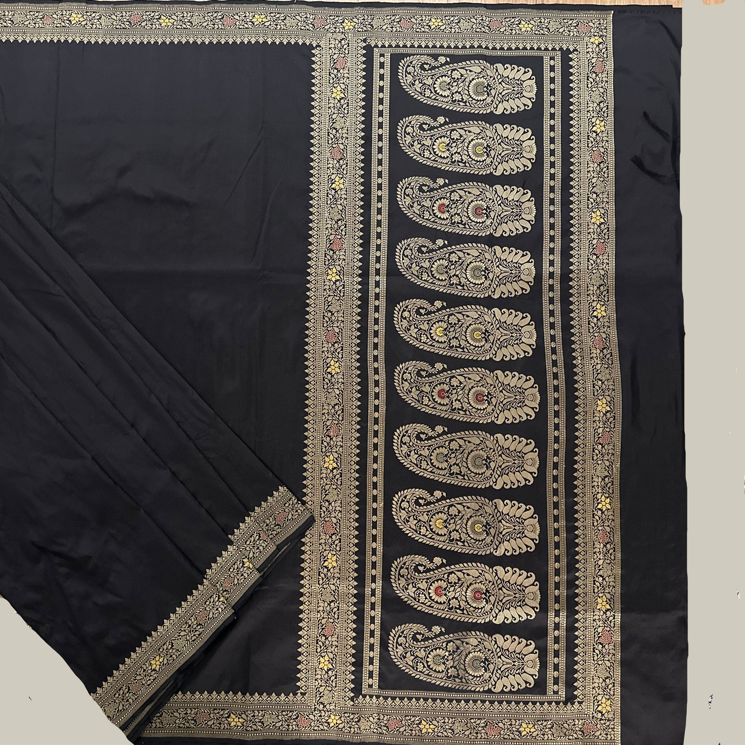 Black Revival Baluchari Saree with Paisleys