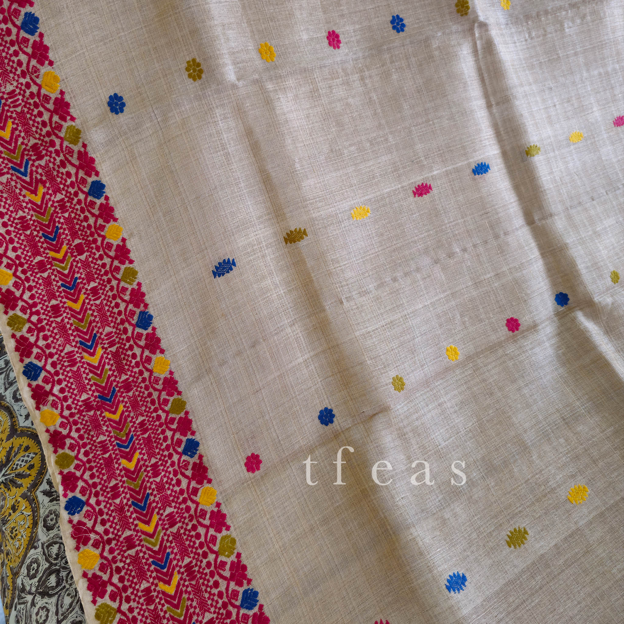 Heirloom Pure Assam Muga Saree with Natural Dyed Eri Extra Weft in Multicolors