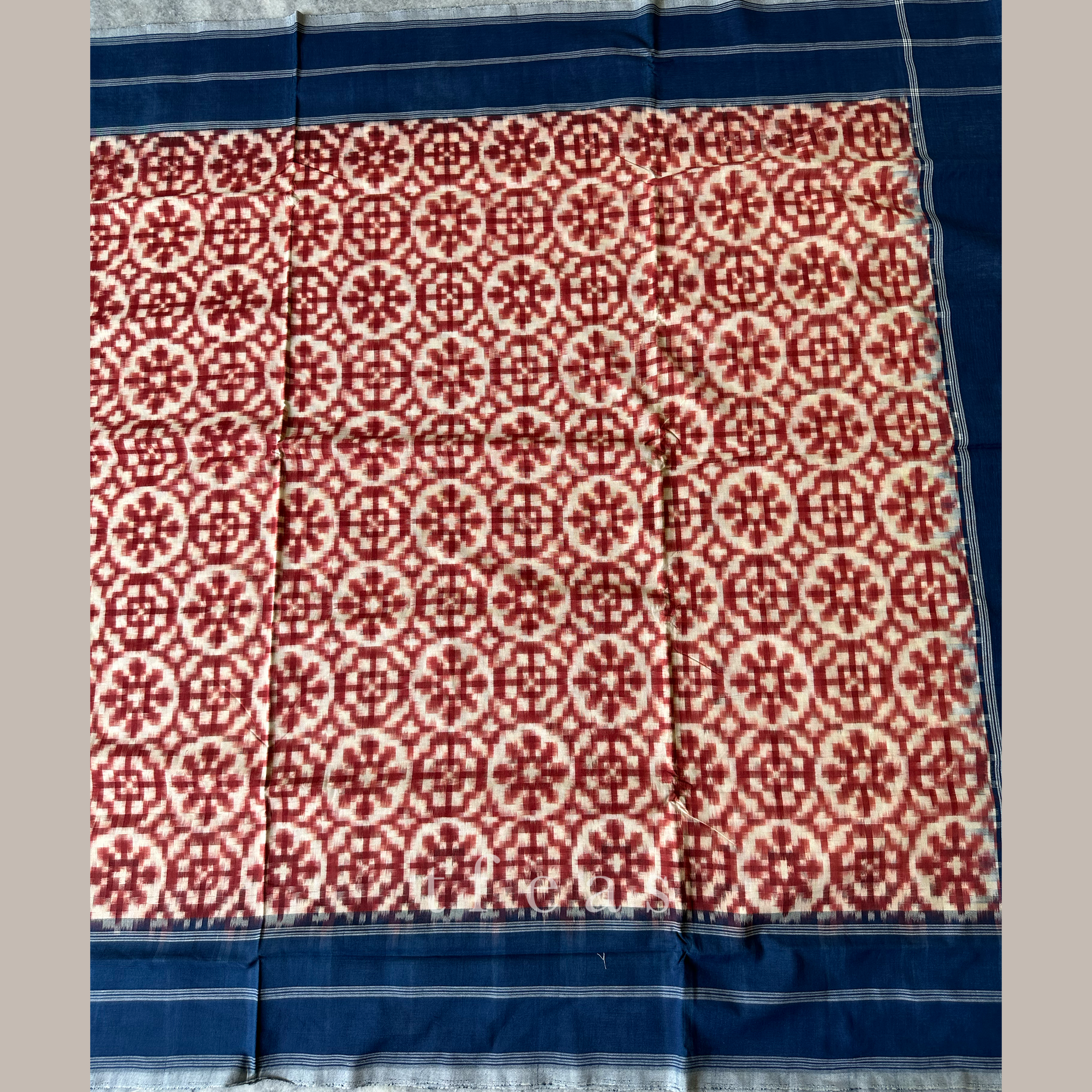 Red and Indigo Natural Dyed Double Ikat