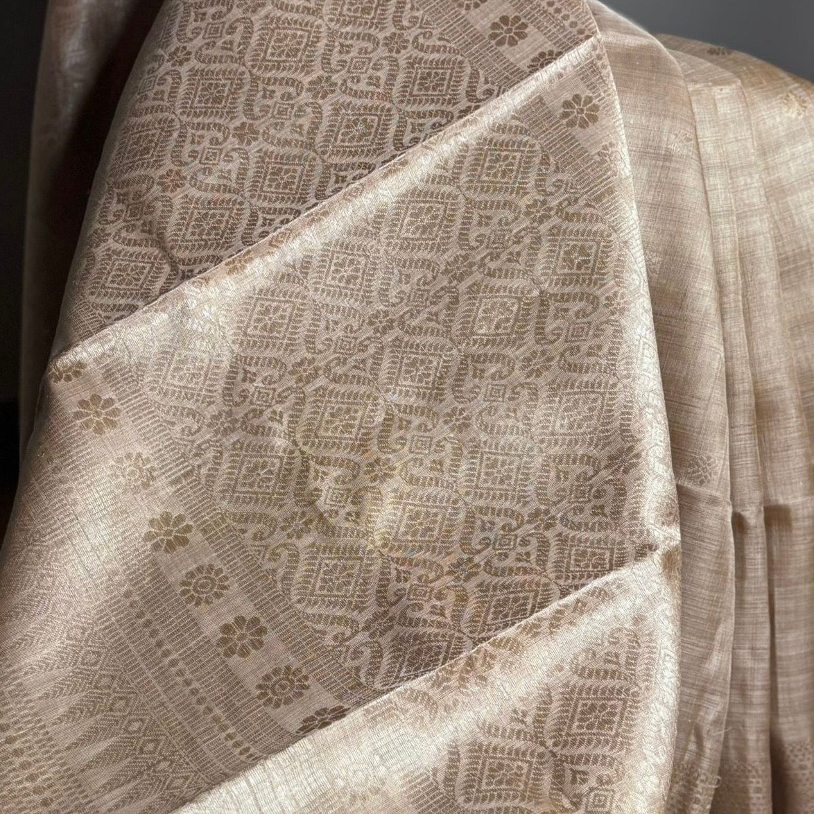 Heirloom Pure Assamese Muga Saree with Muga Extra Weft