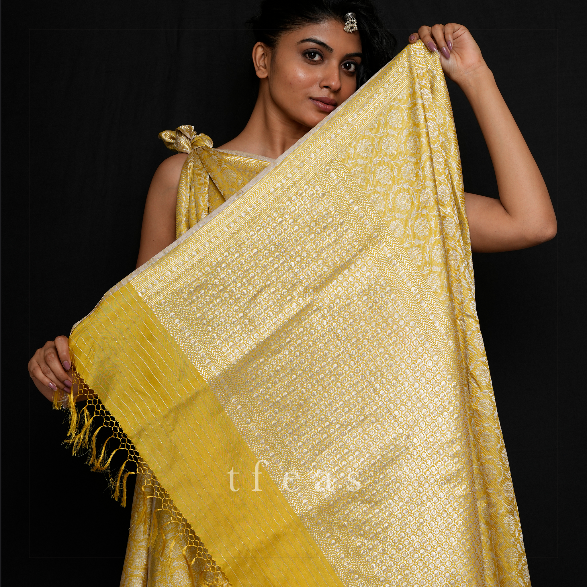 Mustard and Silver Revival Benarasi Saree