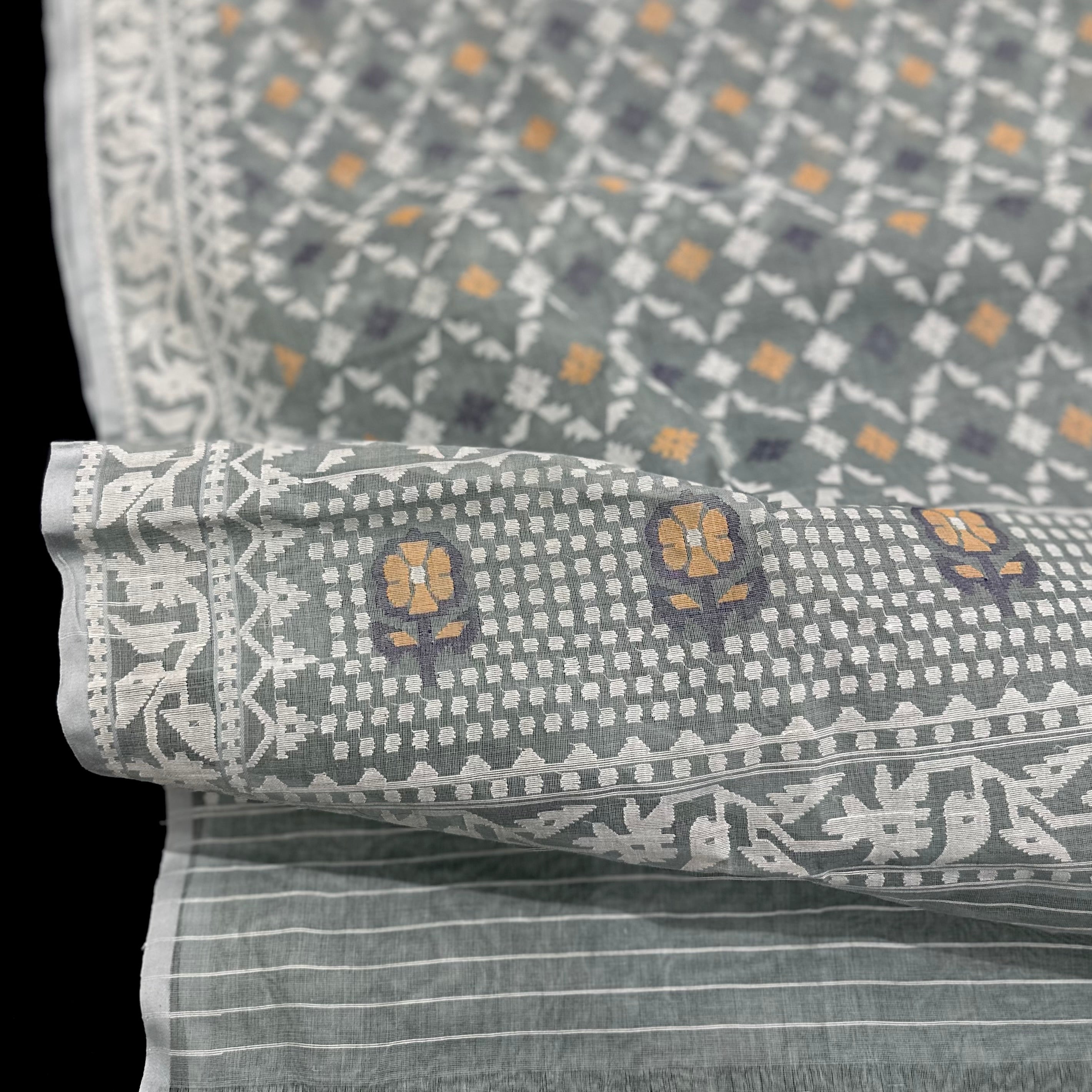 Sky Blue Jaal Dhakai Jamdani Saree