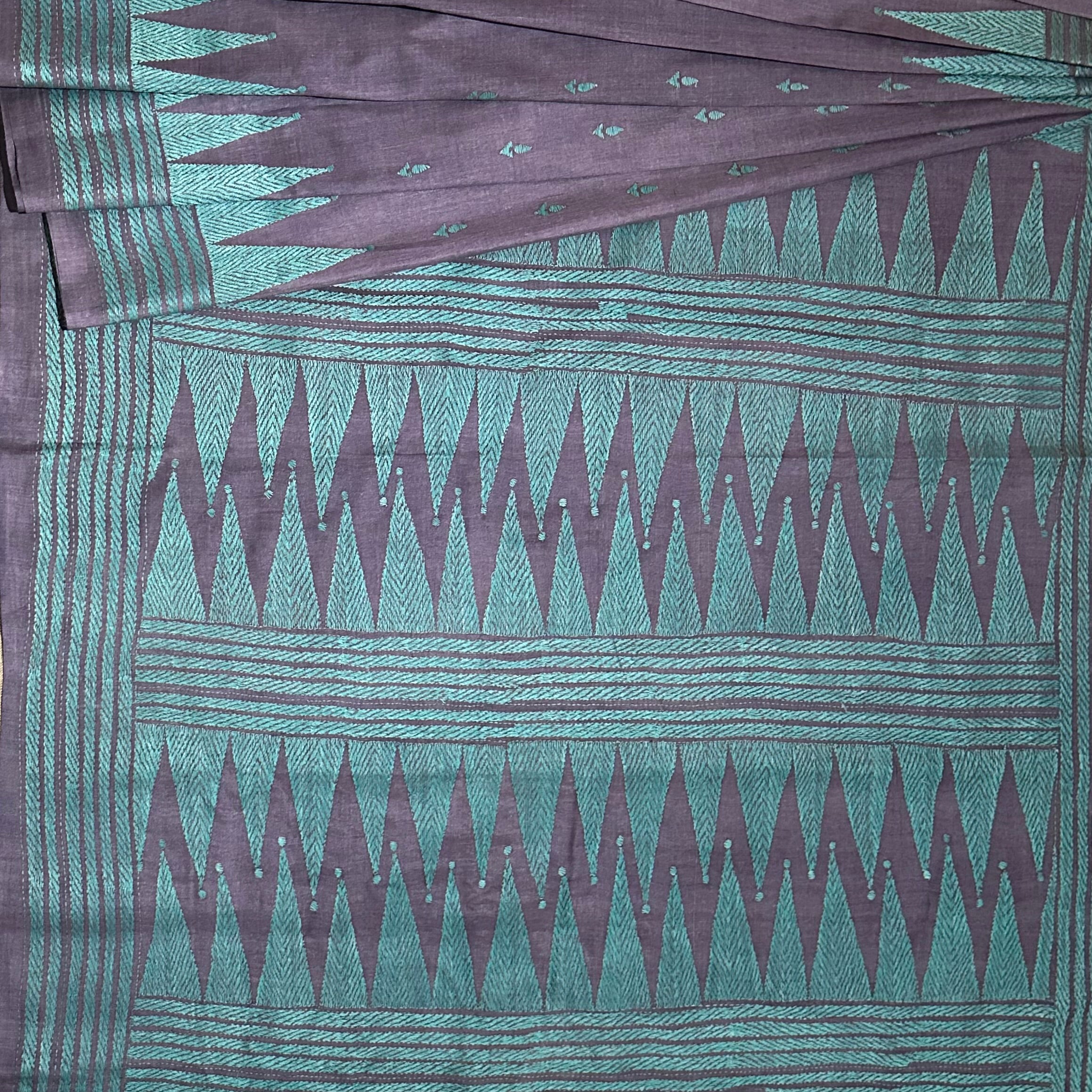 Blue Natural Dyed Handwoven Tussar with Kantha