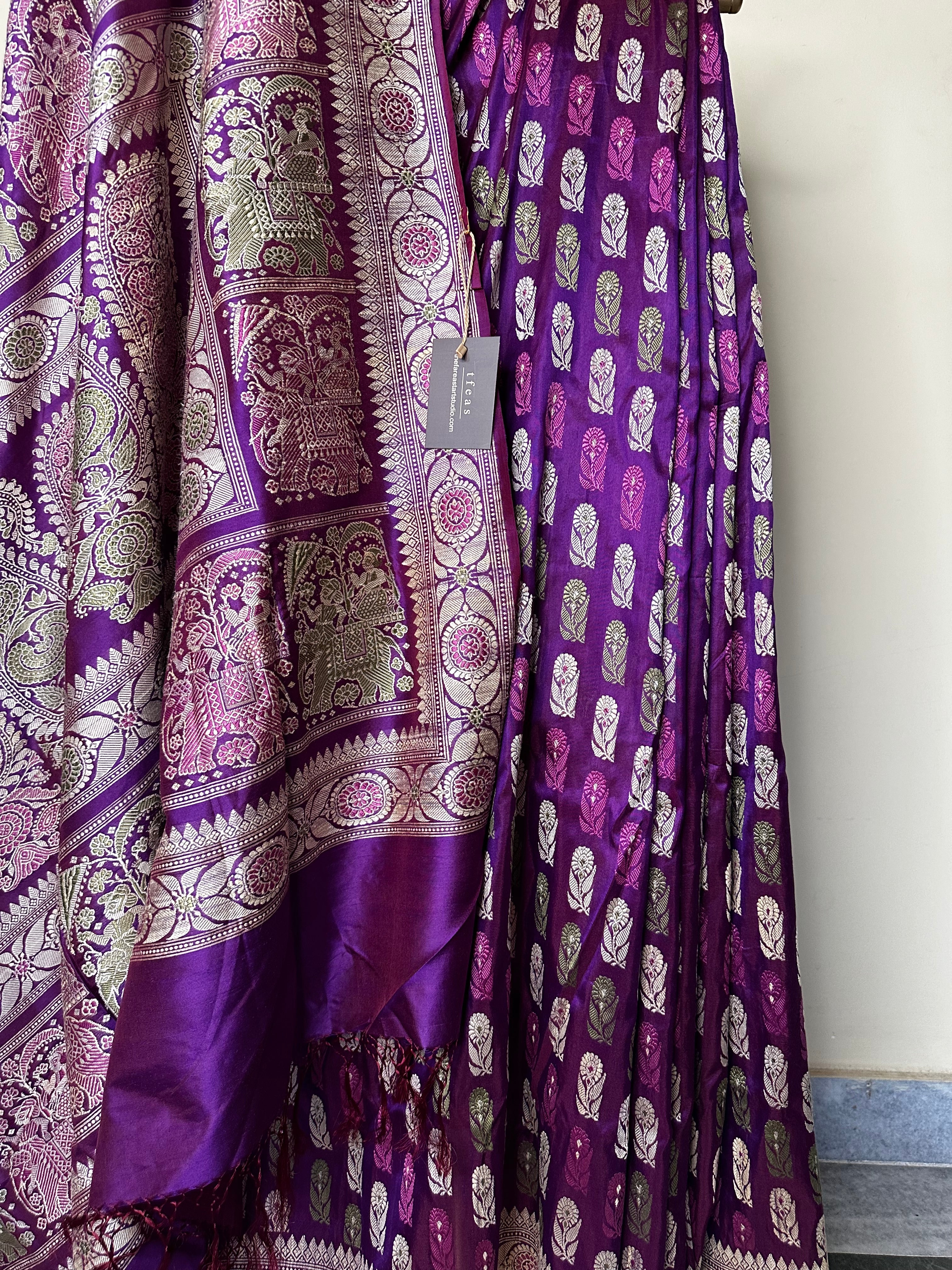 Pink Purple Revival Baluchari Saree