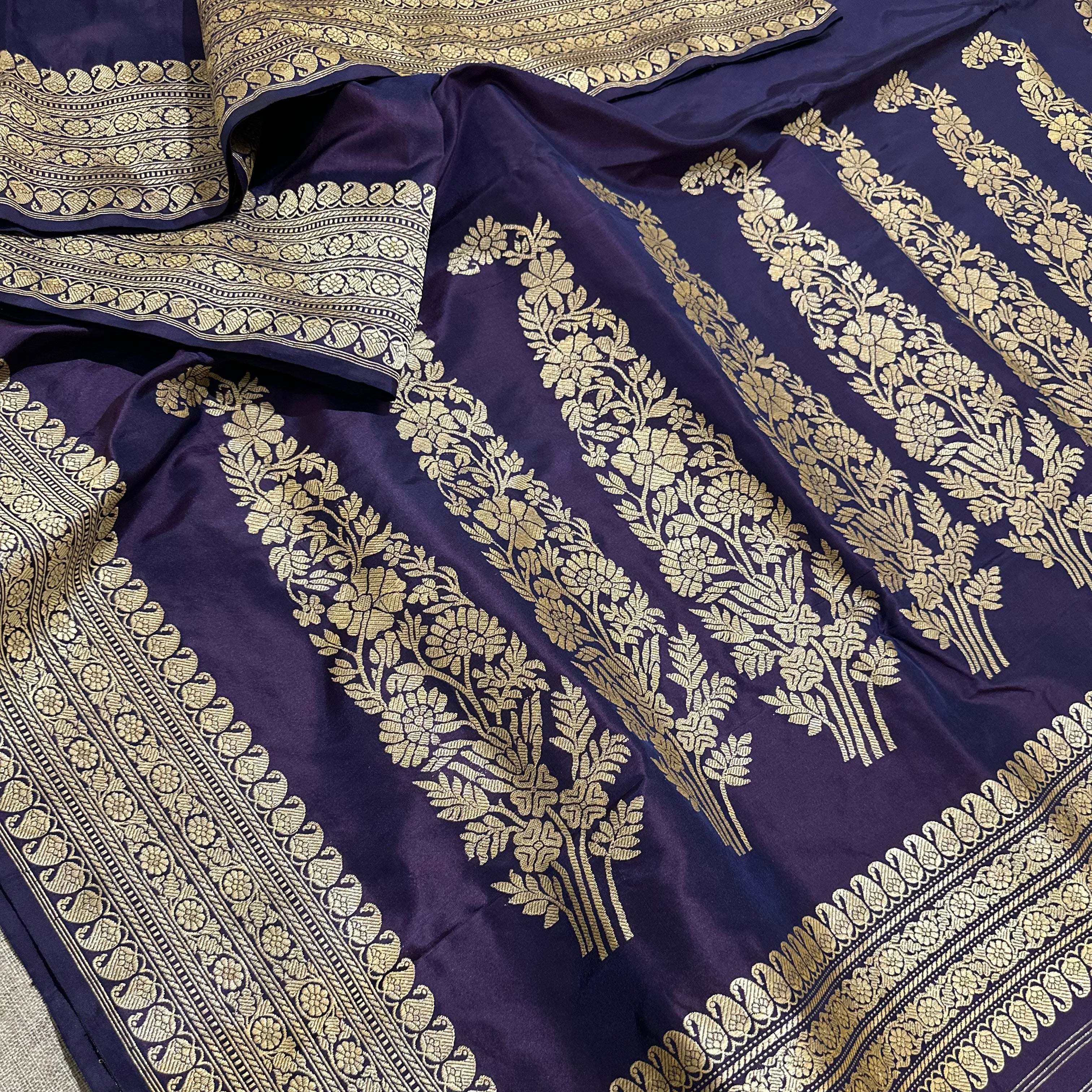 Purple Paisley Khadwa Benarasi