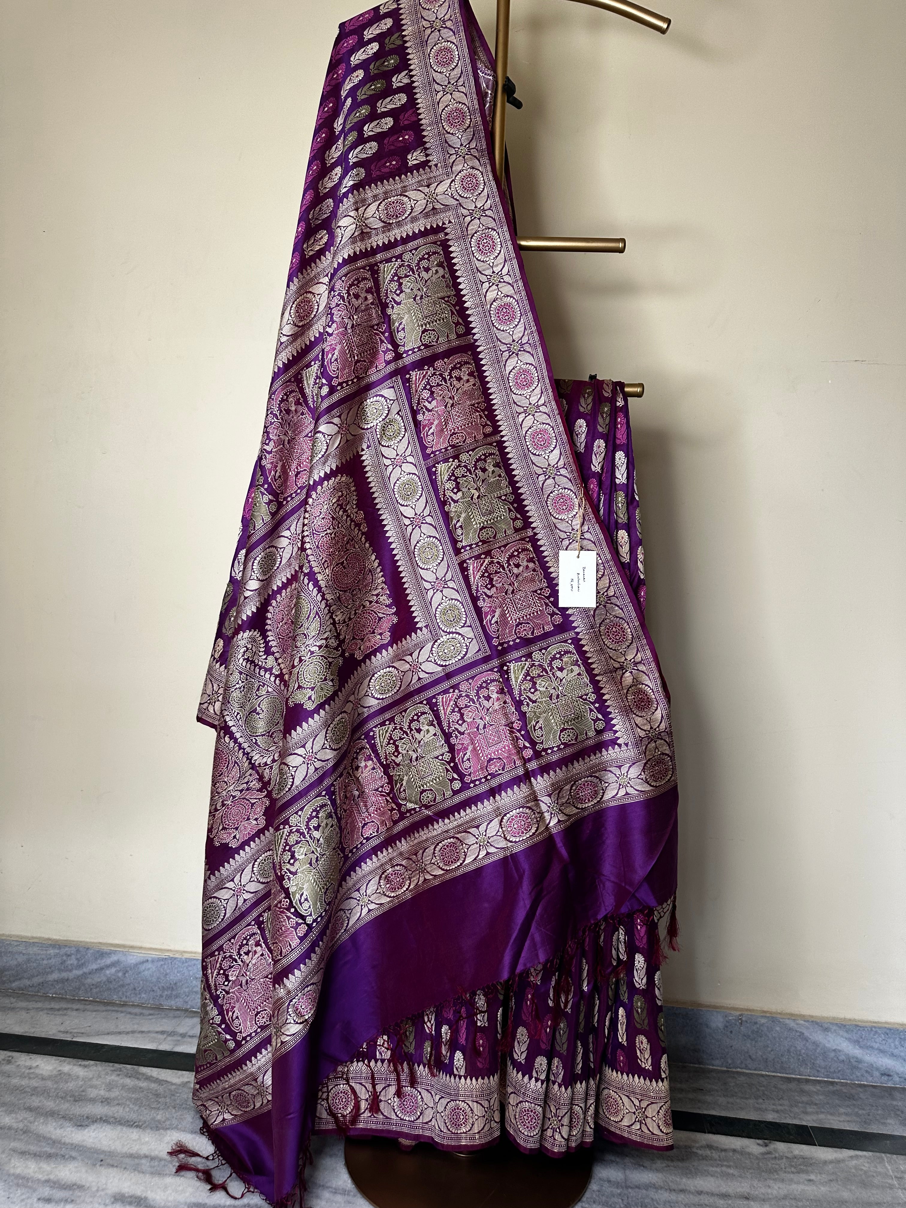 Pink Purple Revival Baluchari Saree