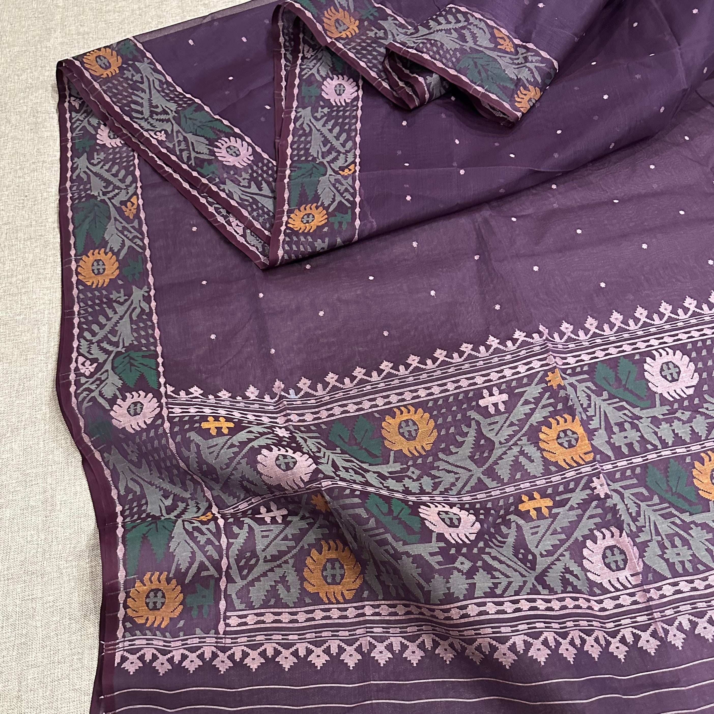 Grape Jam Multicolour Floral Dhakai Jamdani