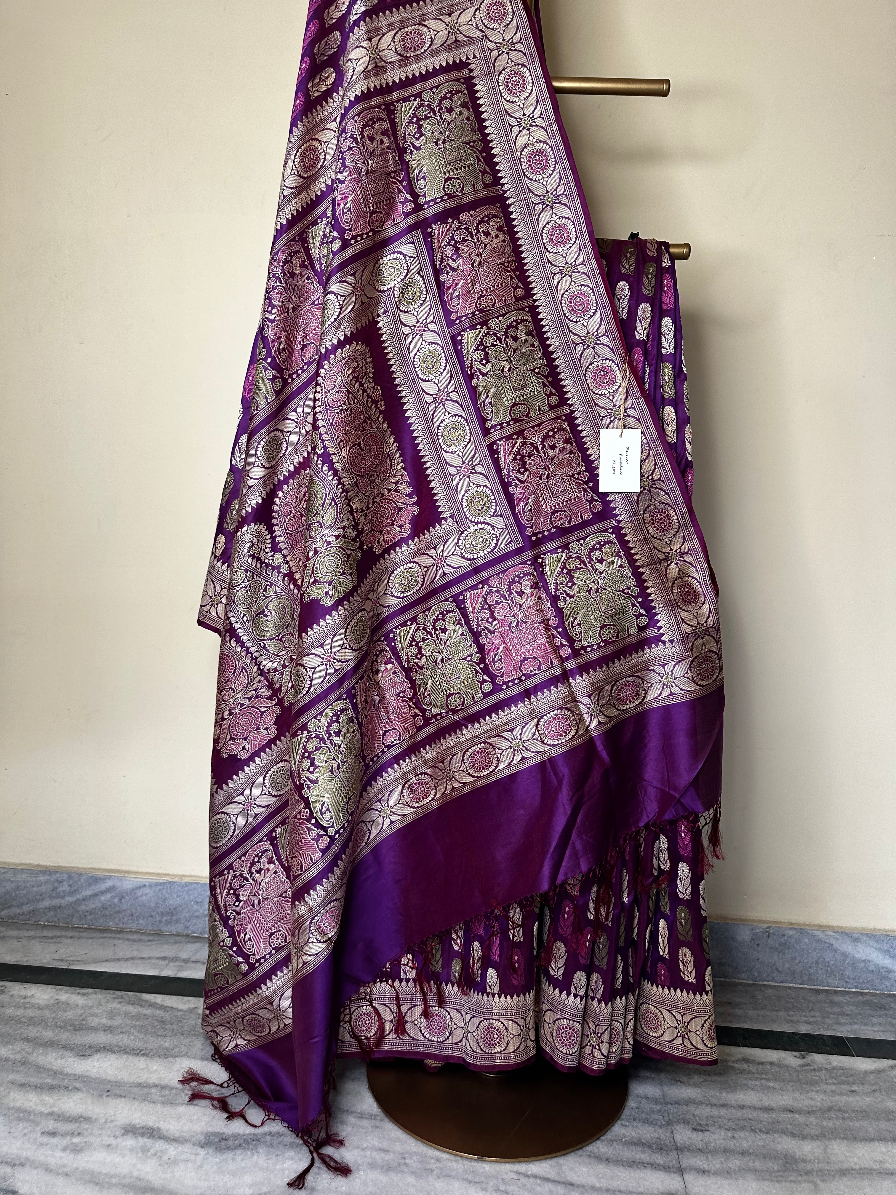 Pink Purple Revival Baluchari Saree