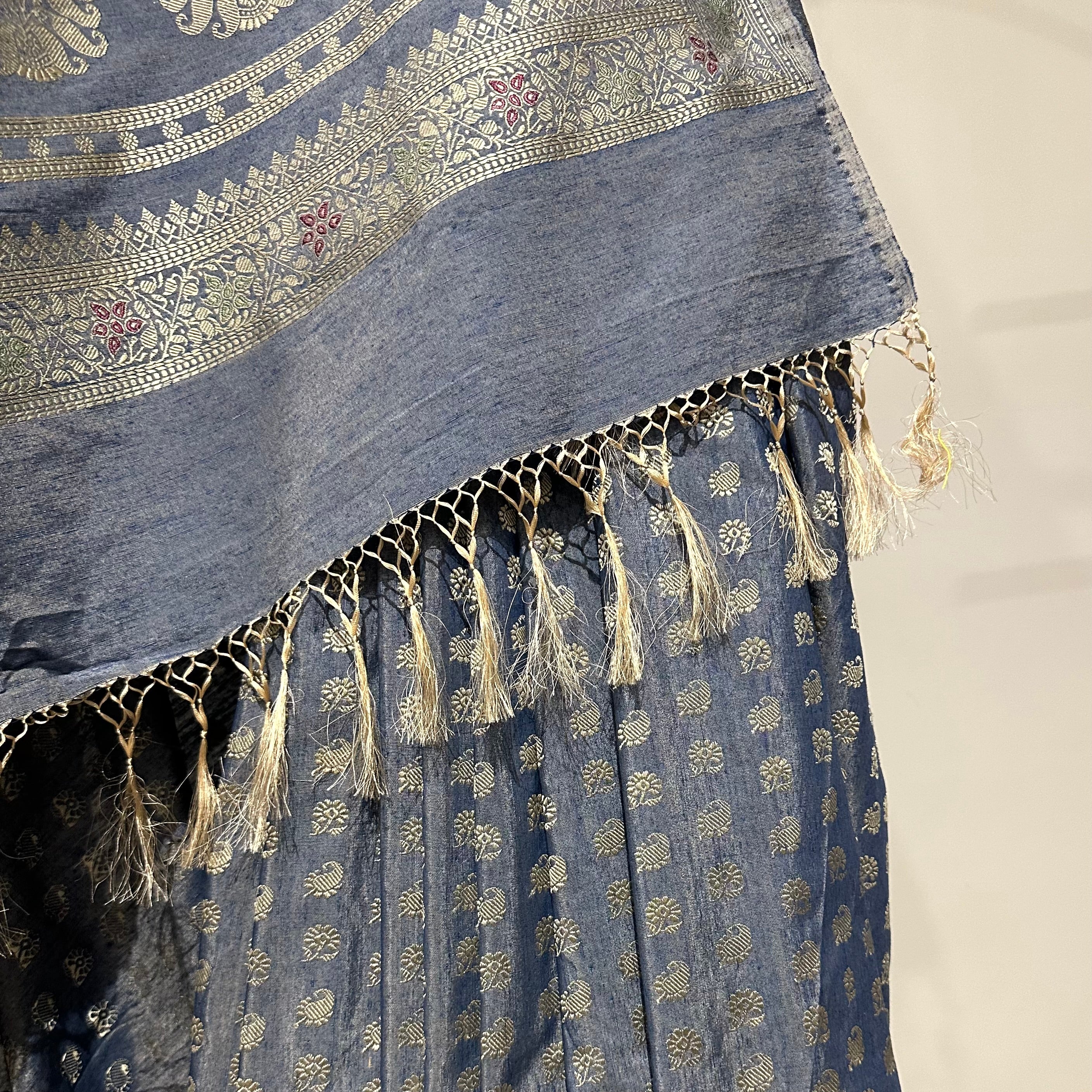 Indigo Eri Baluchari Saree with Paisley in the Palla