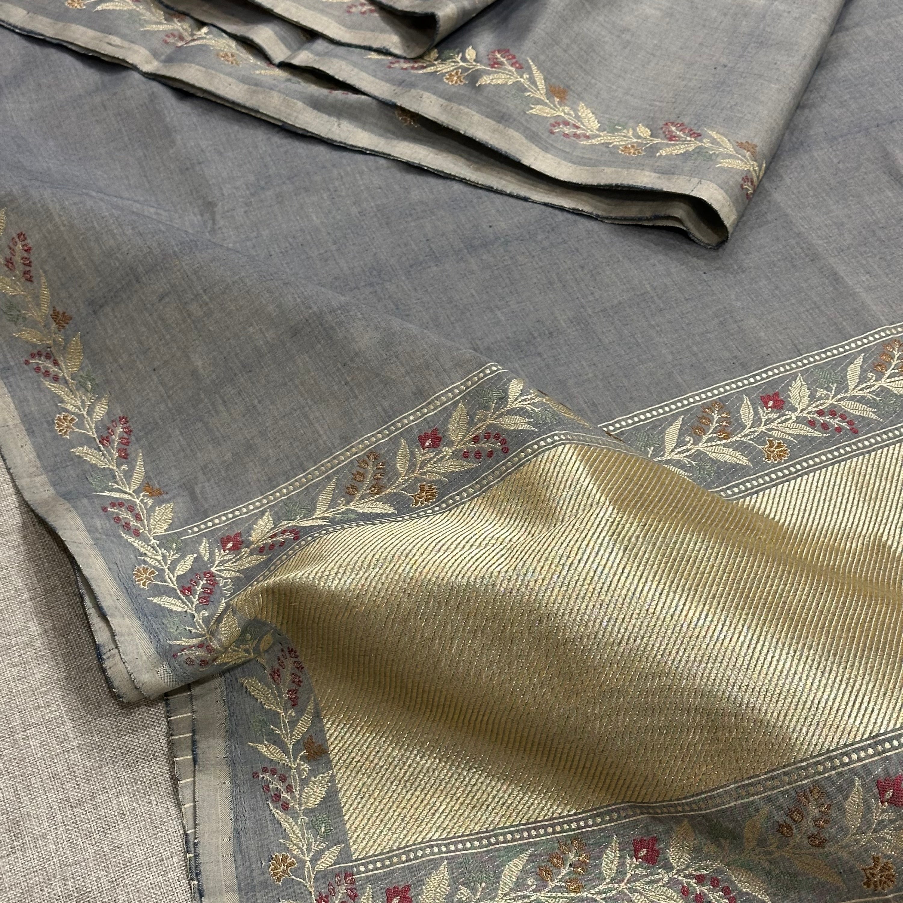 Indigo Natural Dyed Pure Cotton Benarasi