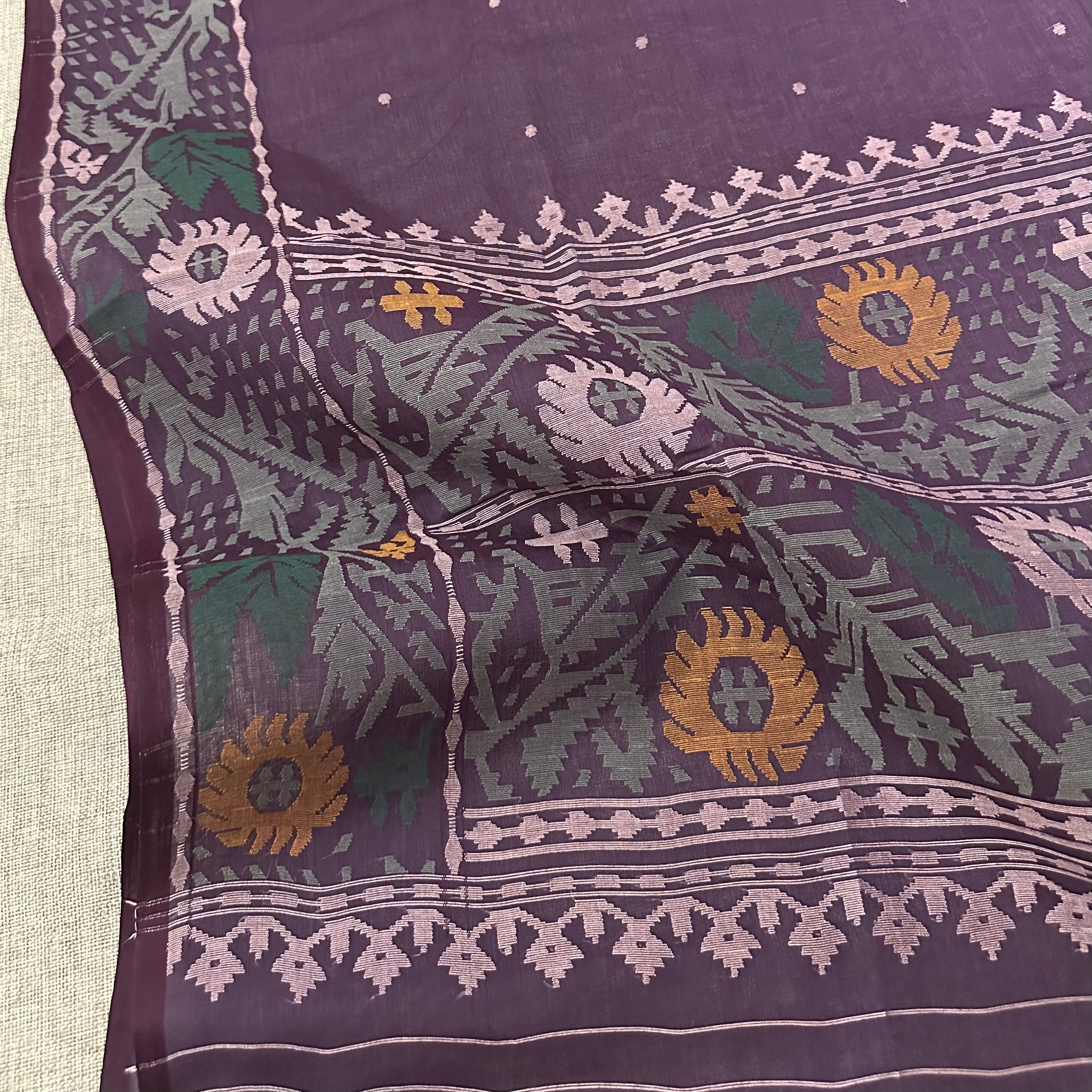 Grape Jam Multicolour Floral Dhakai Jamdani