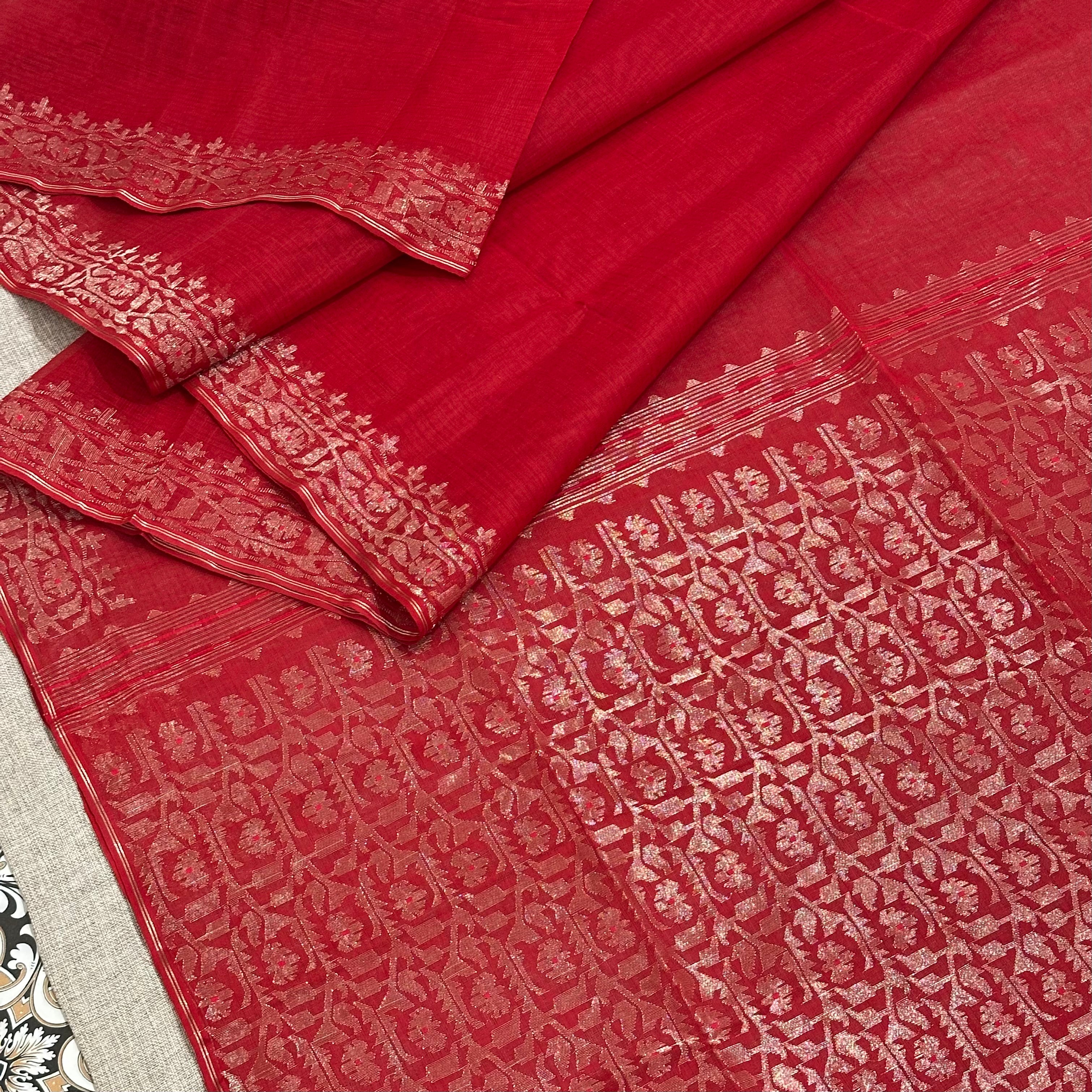 Red with Zari Dhakai Jamdani