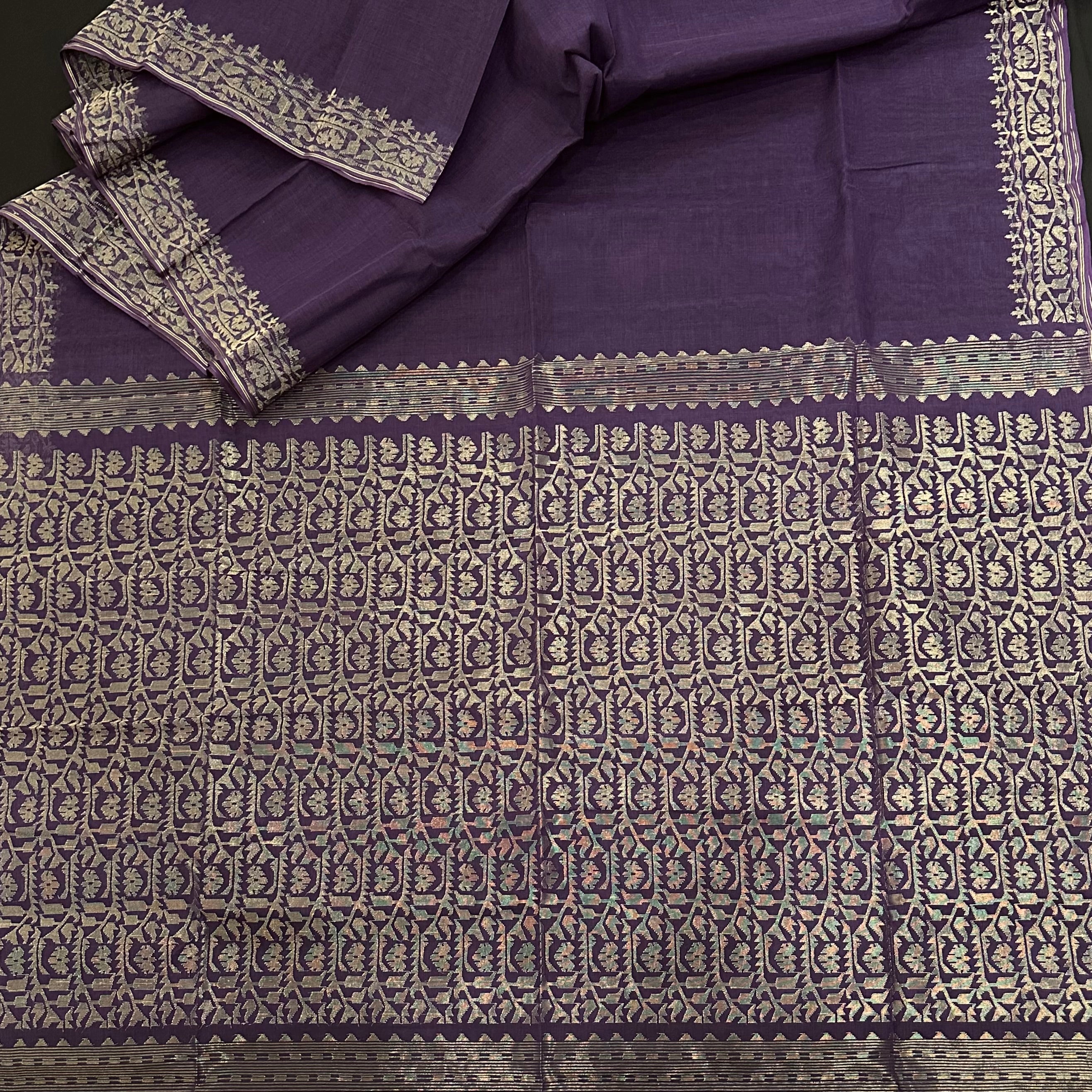 Purple with Golden Dhakai Jamdani