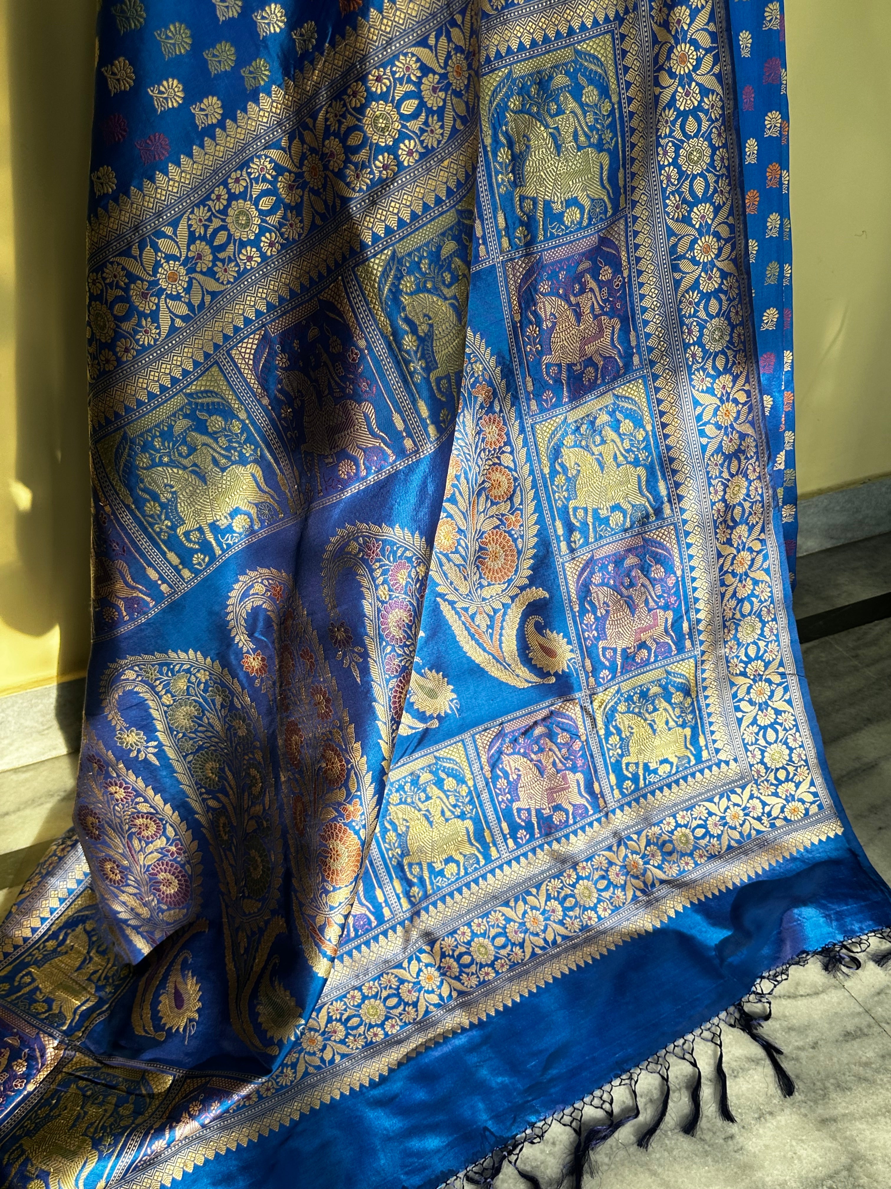 Royal Blue Colour Revival Baluchari Saree