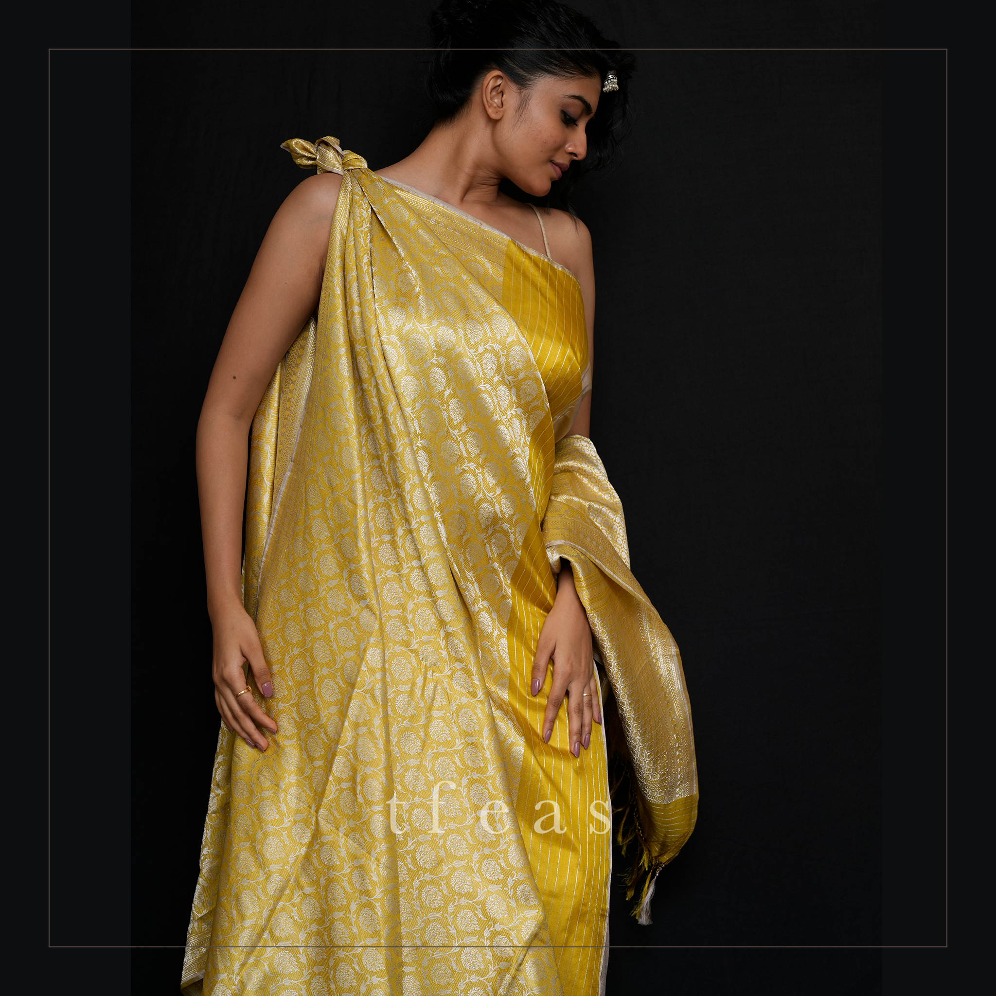 Mustard and Silver Revival Benarasi Saree