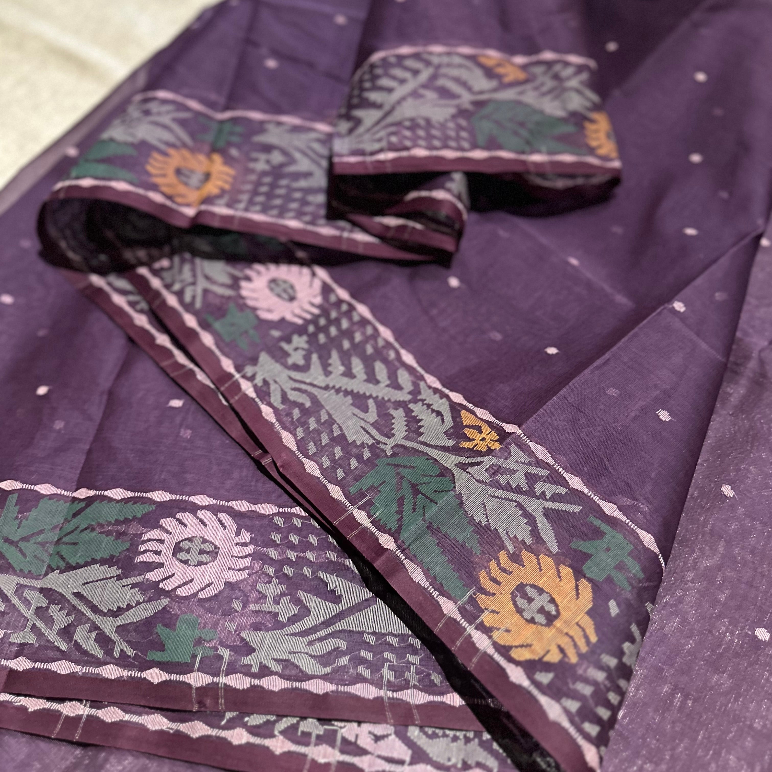 Grape Jam Multicolour Floral Dhakai Jamdani