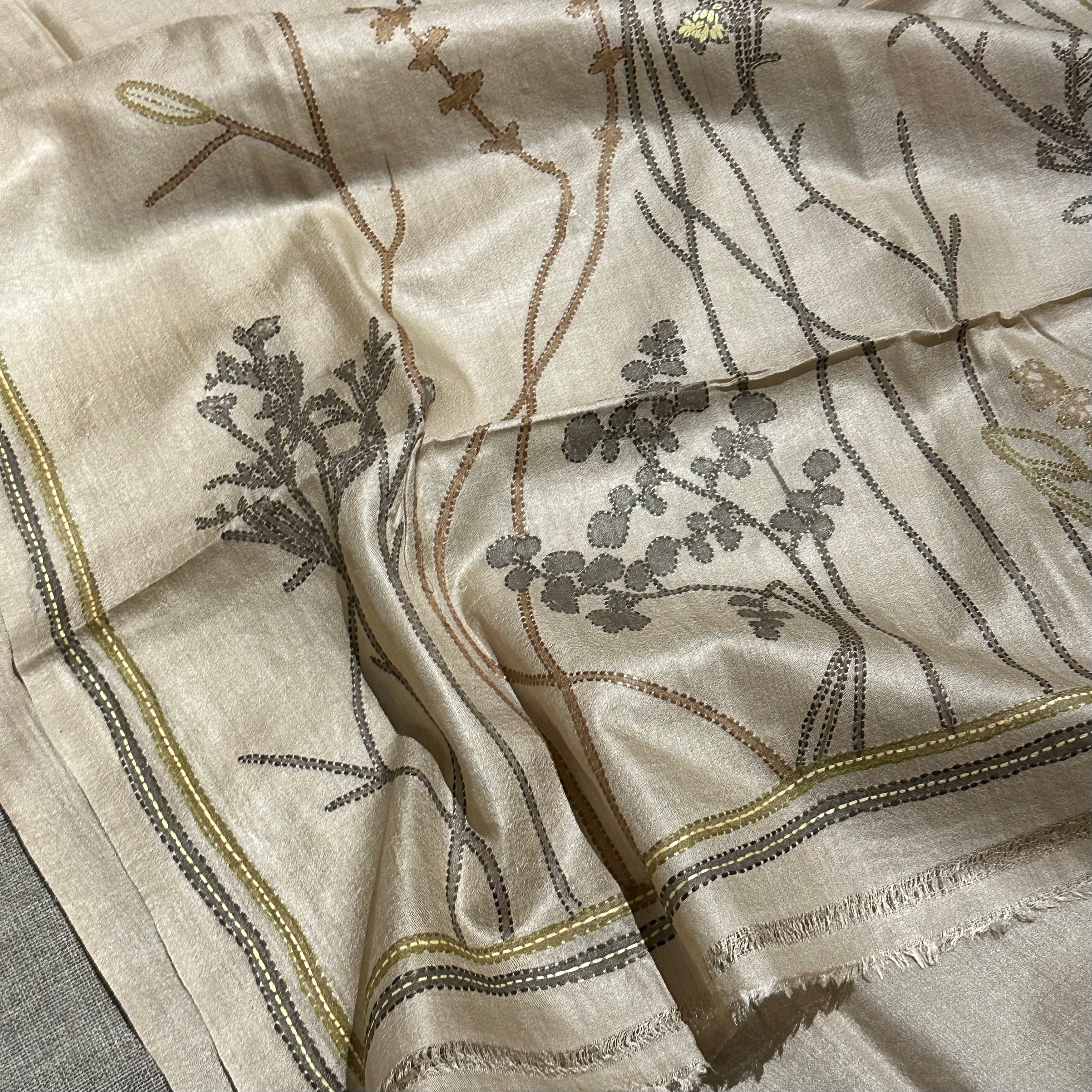 Natural Dyed Handwoven Tussar with Kantha