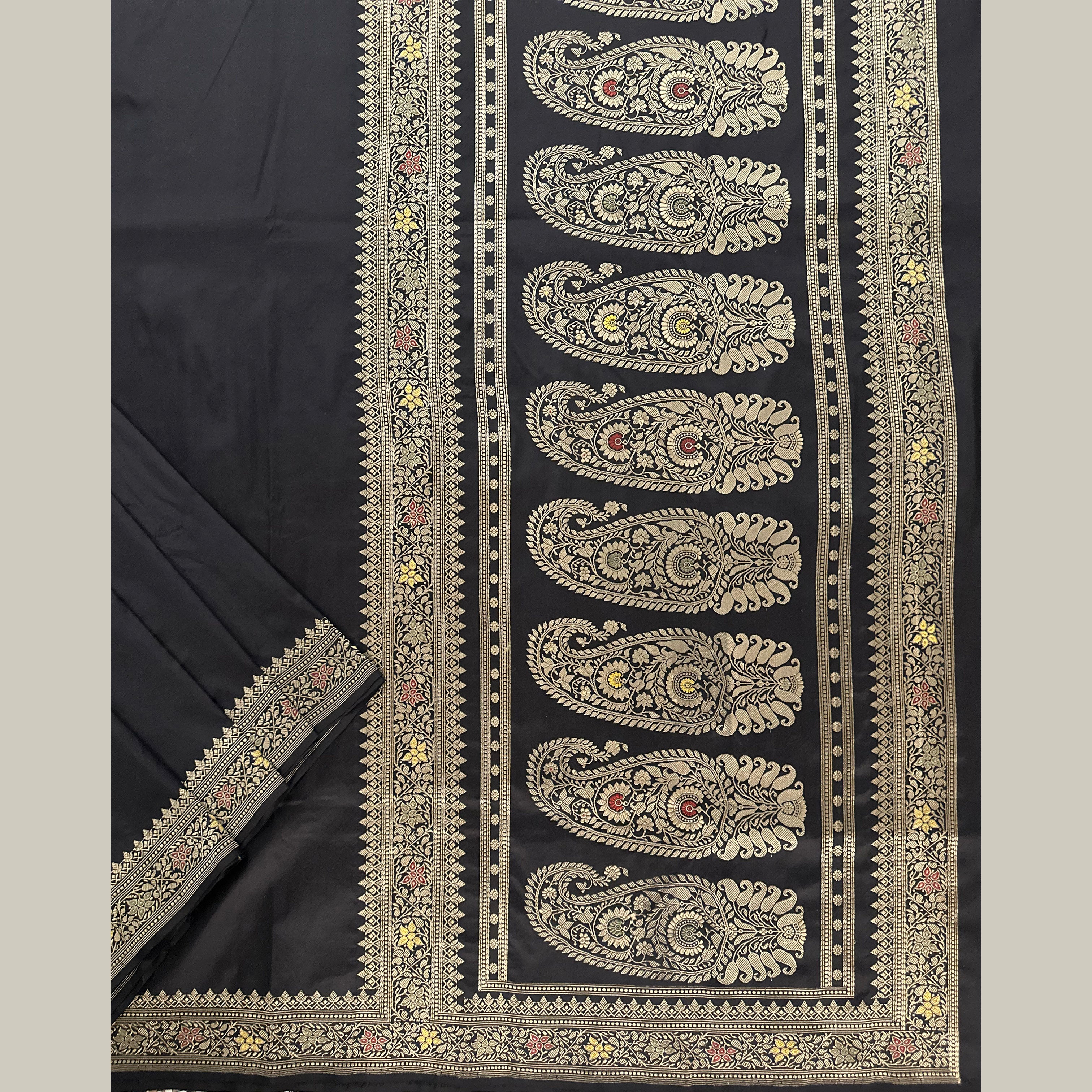 Black Revival Baluchari Saree with Paisleys