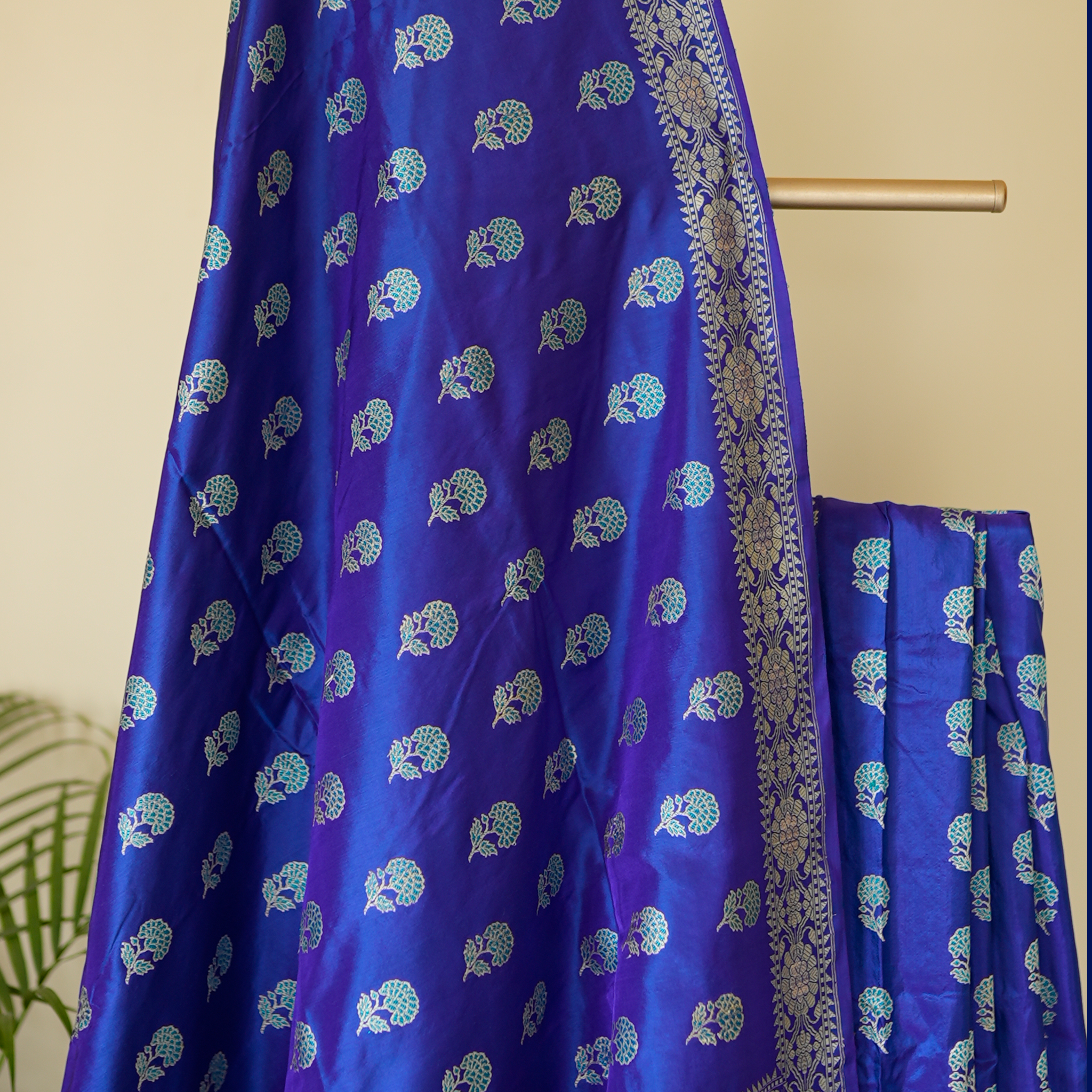 Blue with Turquoise Revival Baluchari Saree