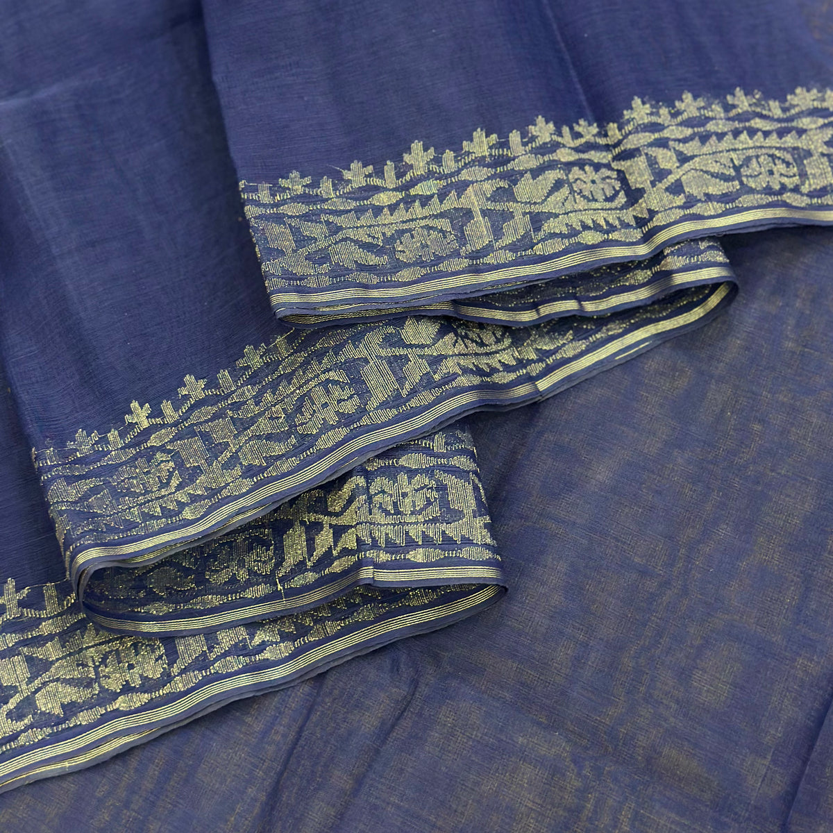 Blue with Silver Dhakai Jamdani