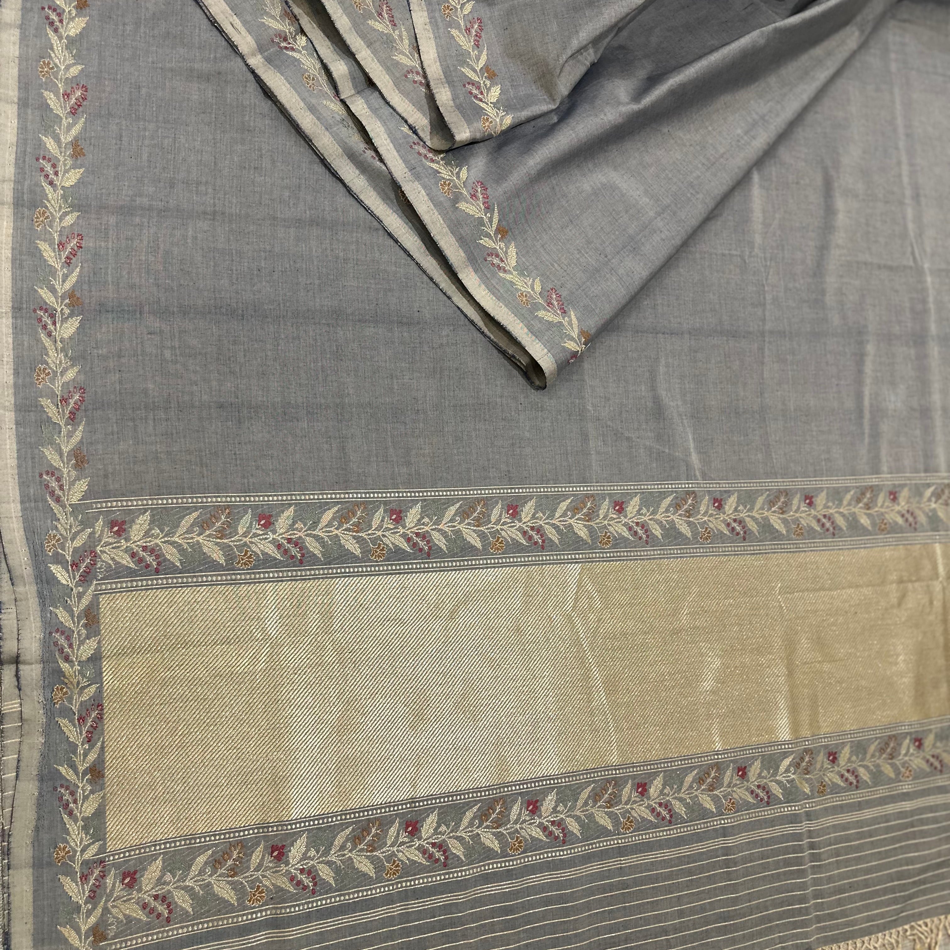 Indigo Natural Dyed Pure Cotton Benarasi