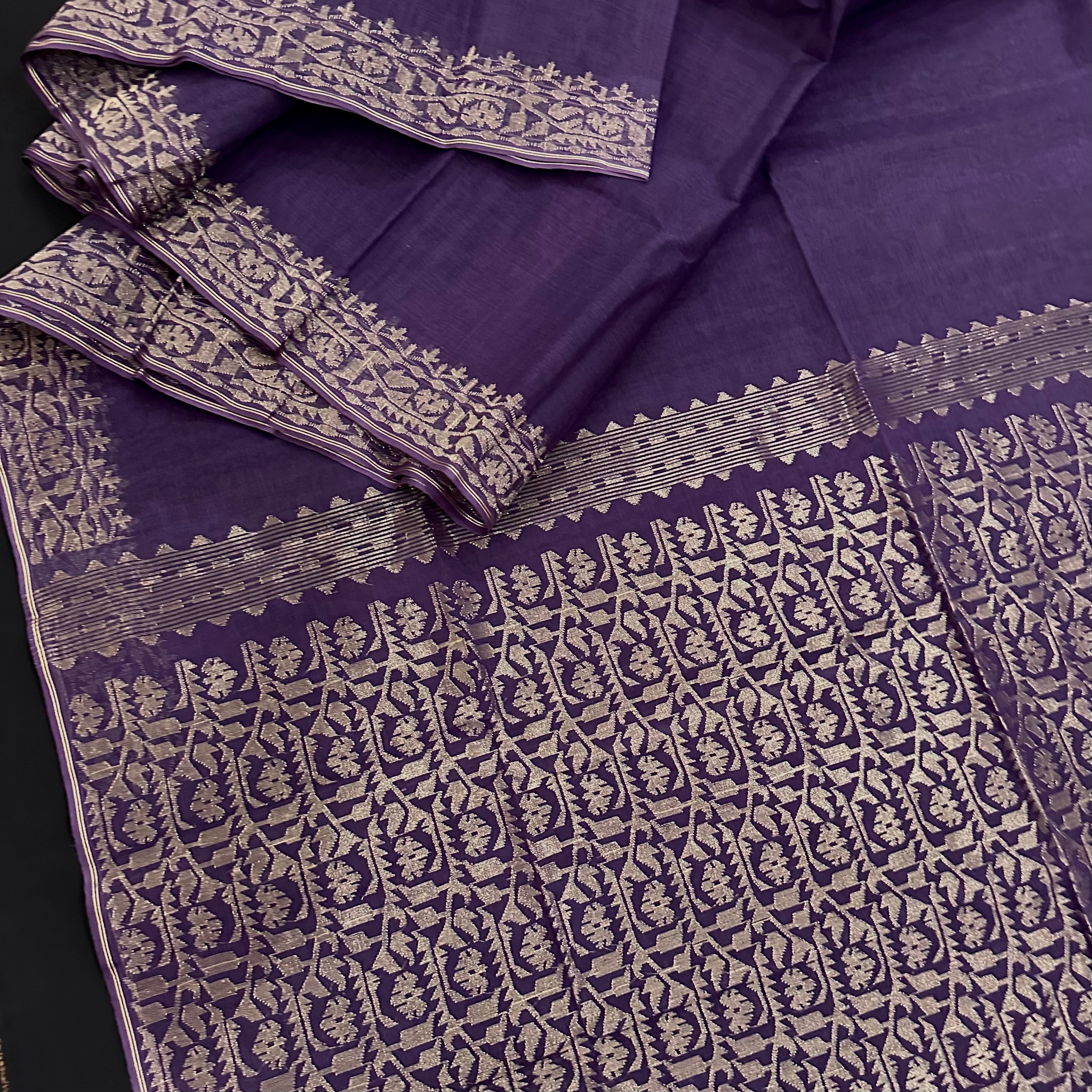 Purple with Golden Dhakai Jamdani