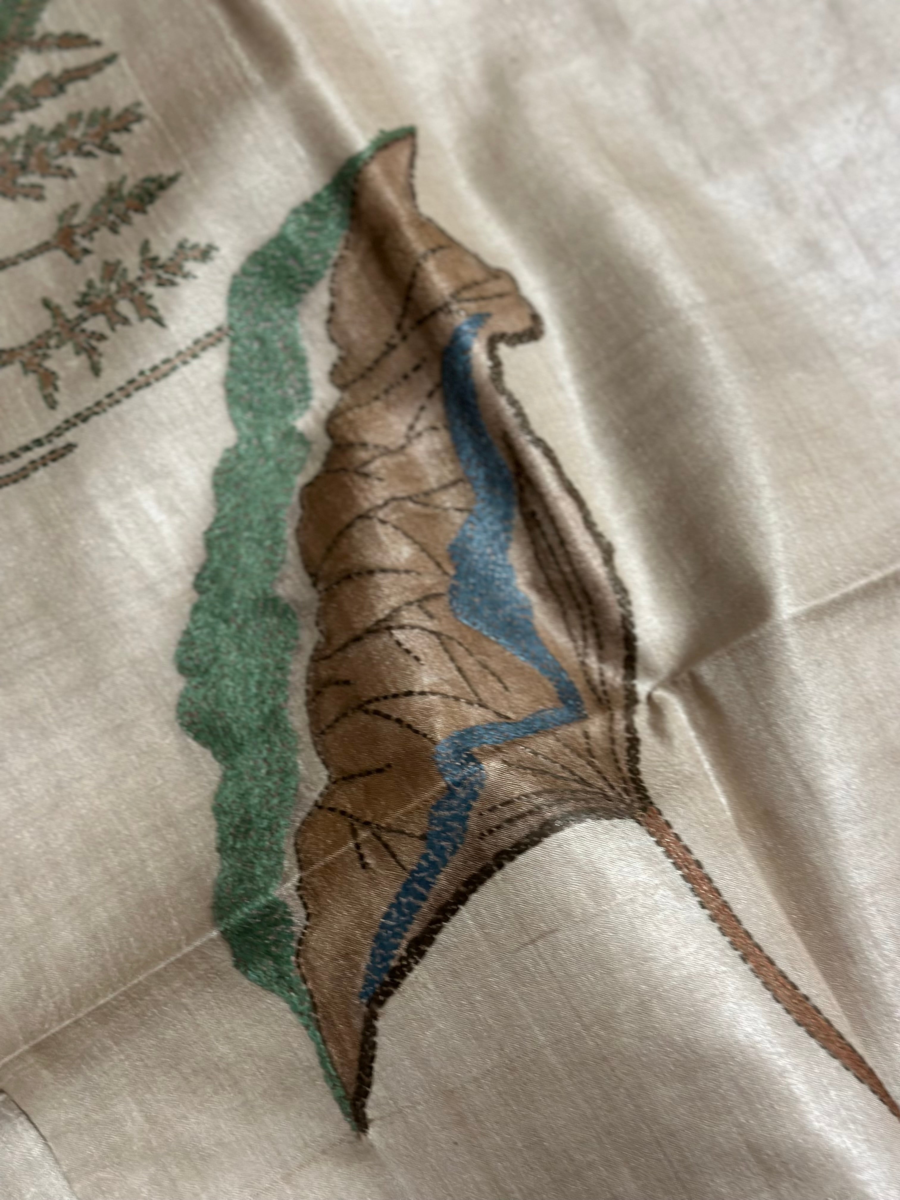 Natural Dyed Handwoven Tussar with Kantha