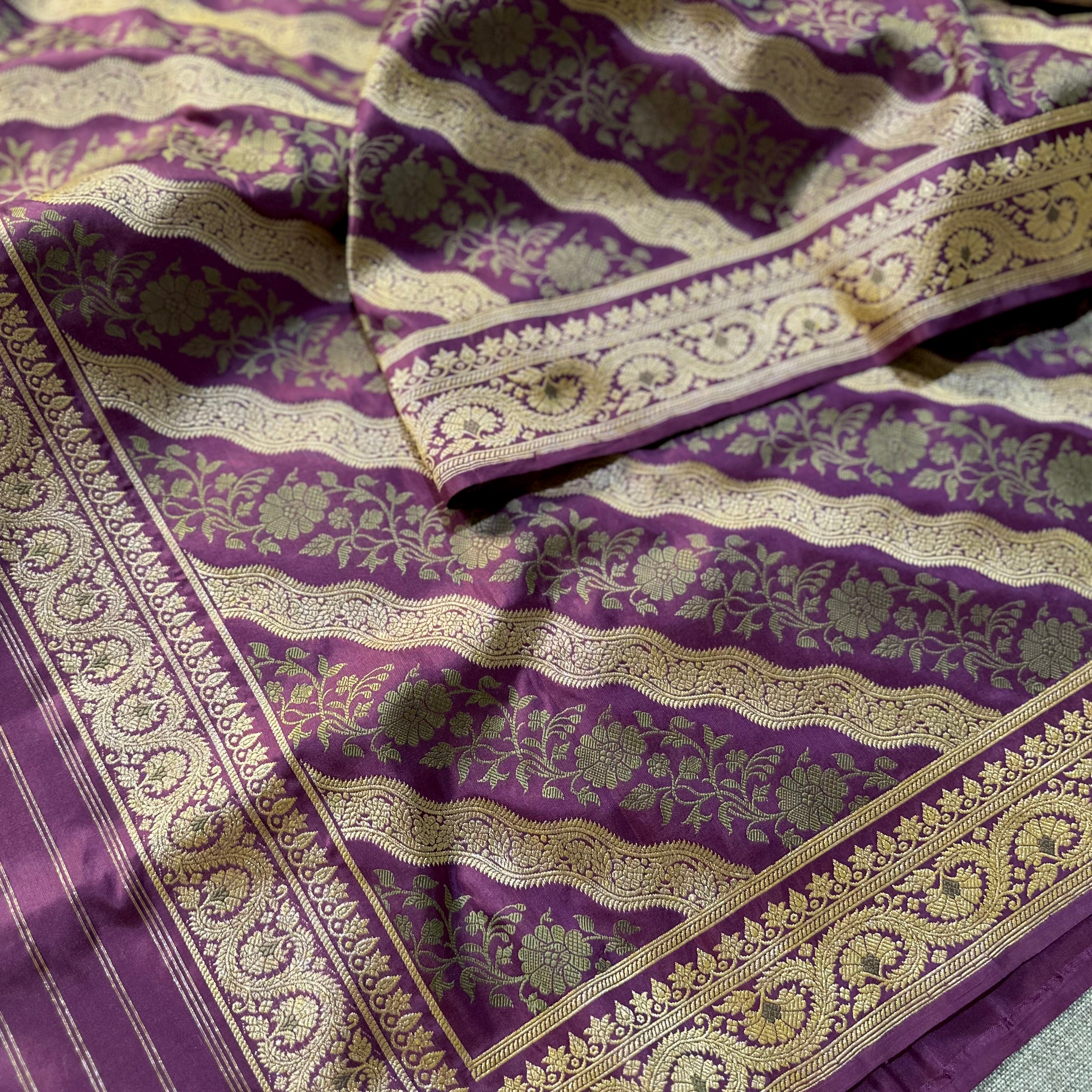 Lavender Ada Khadwa Benarasi Saree