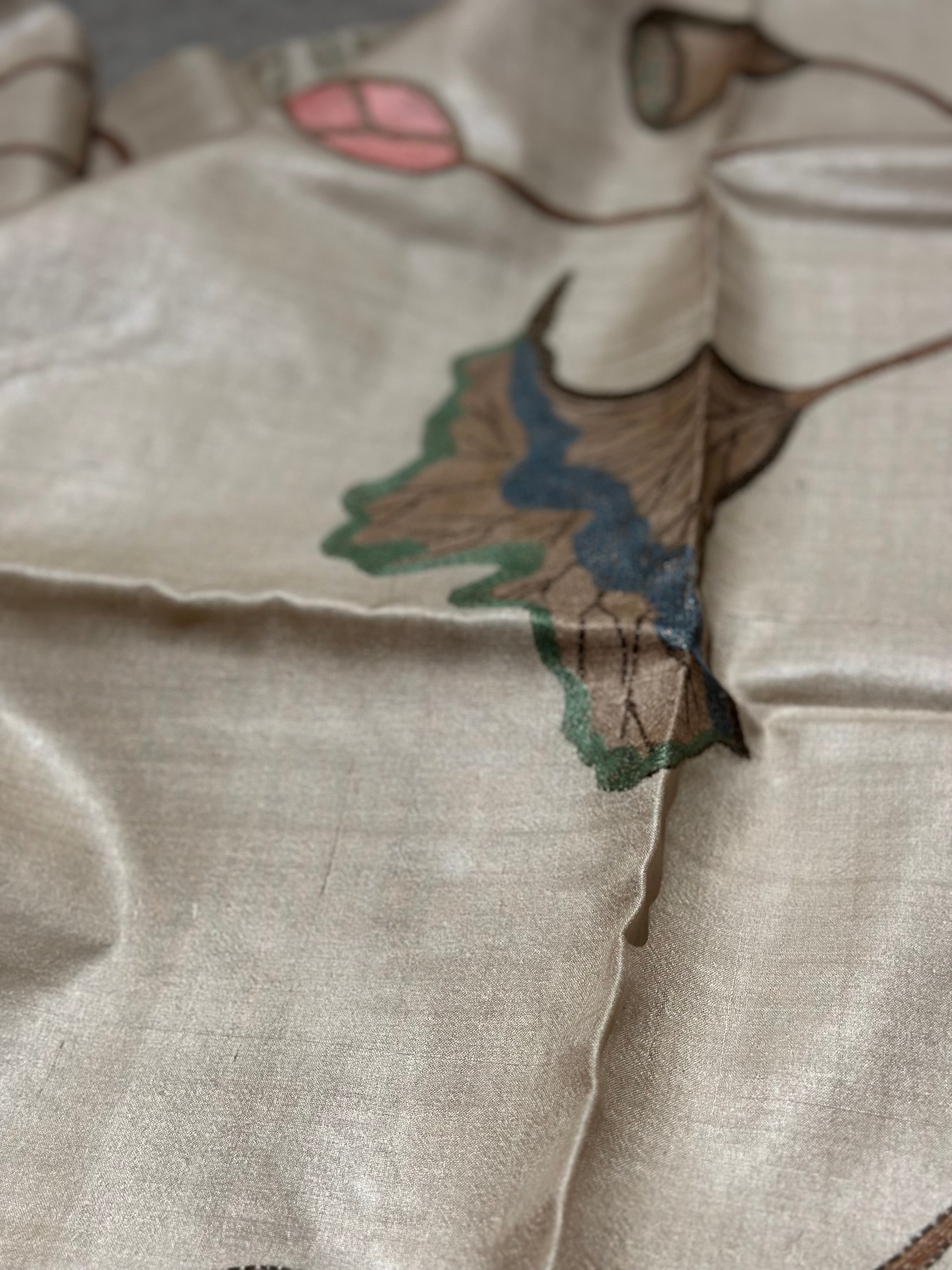 Natural Dyed Handwoven Tussar with Kantha