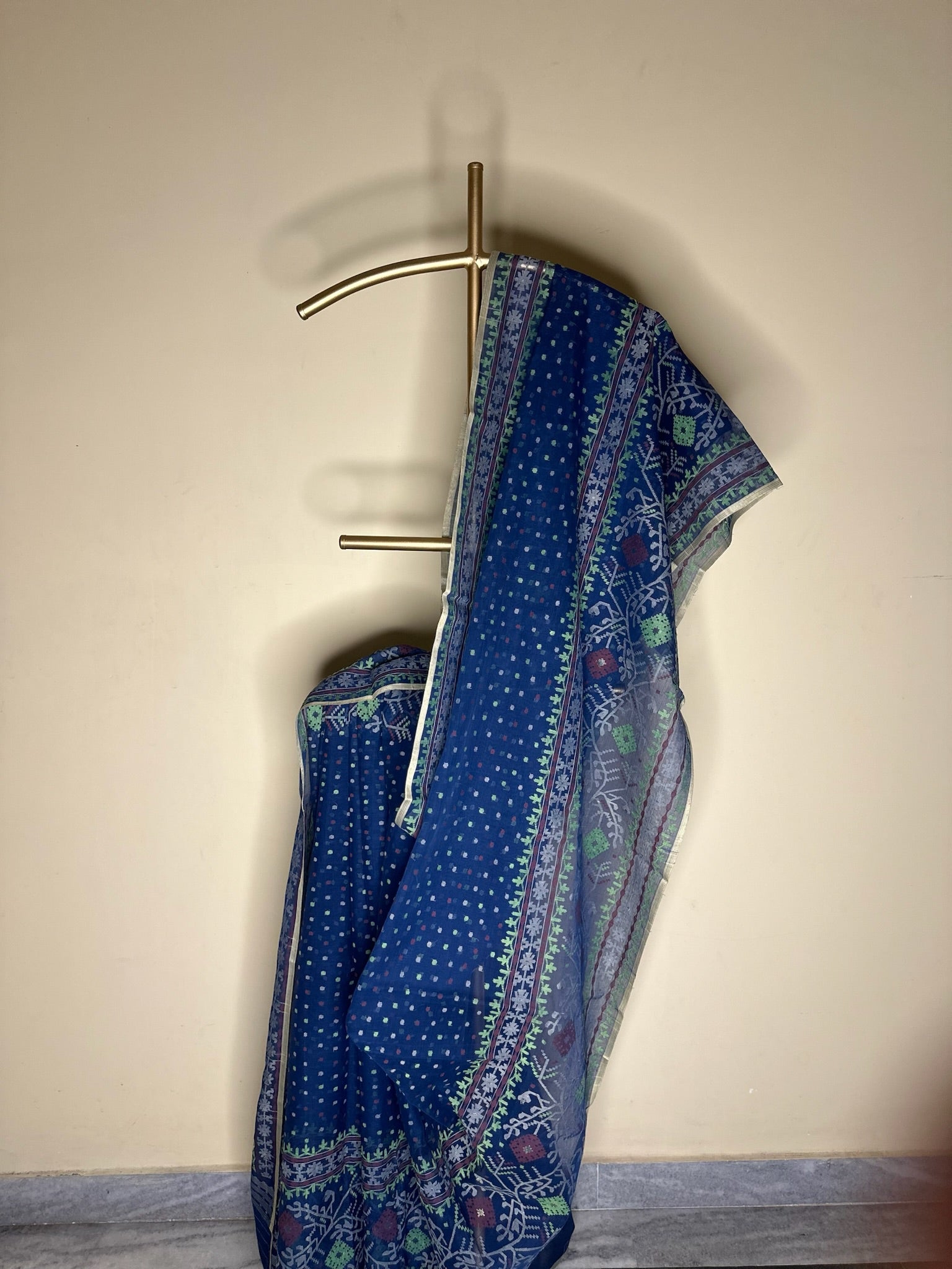 Blue Handwoven Dhakai Jamdani Saree