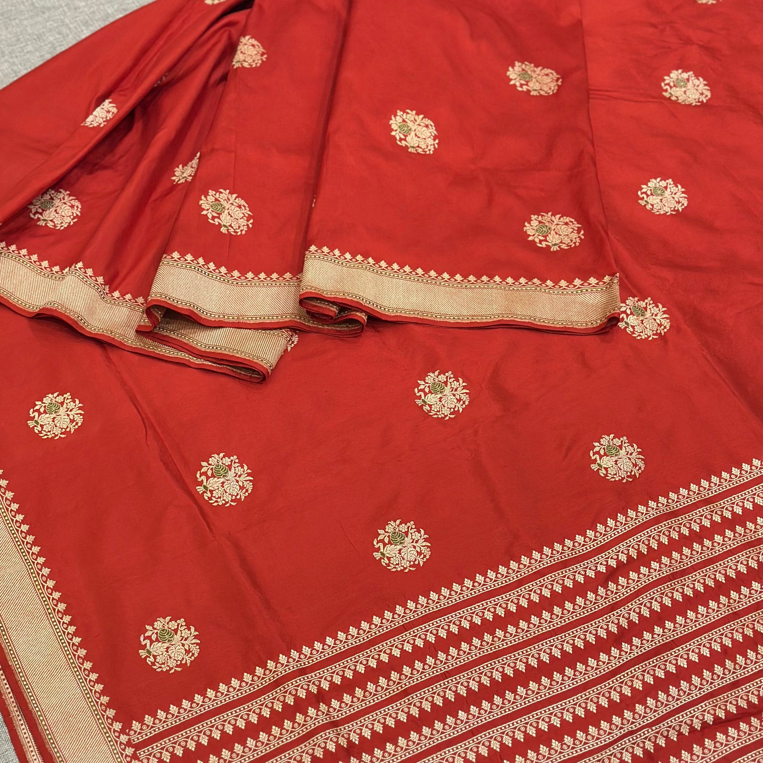 Bright Red Silk Dyed Benarasi
