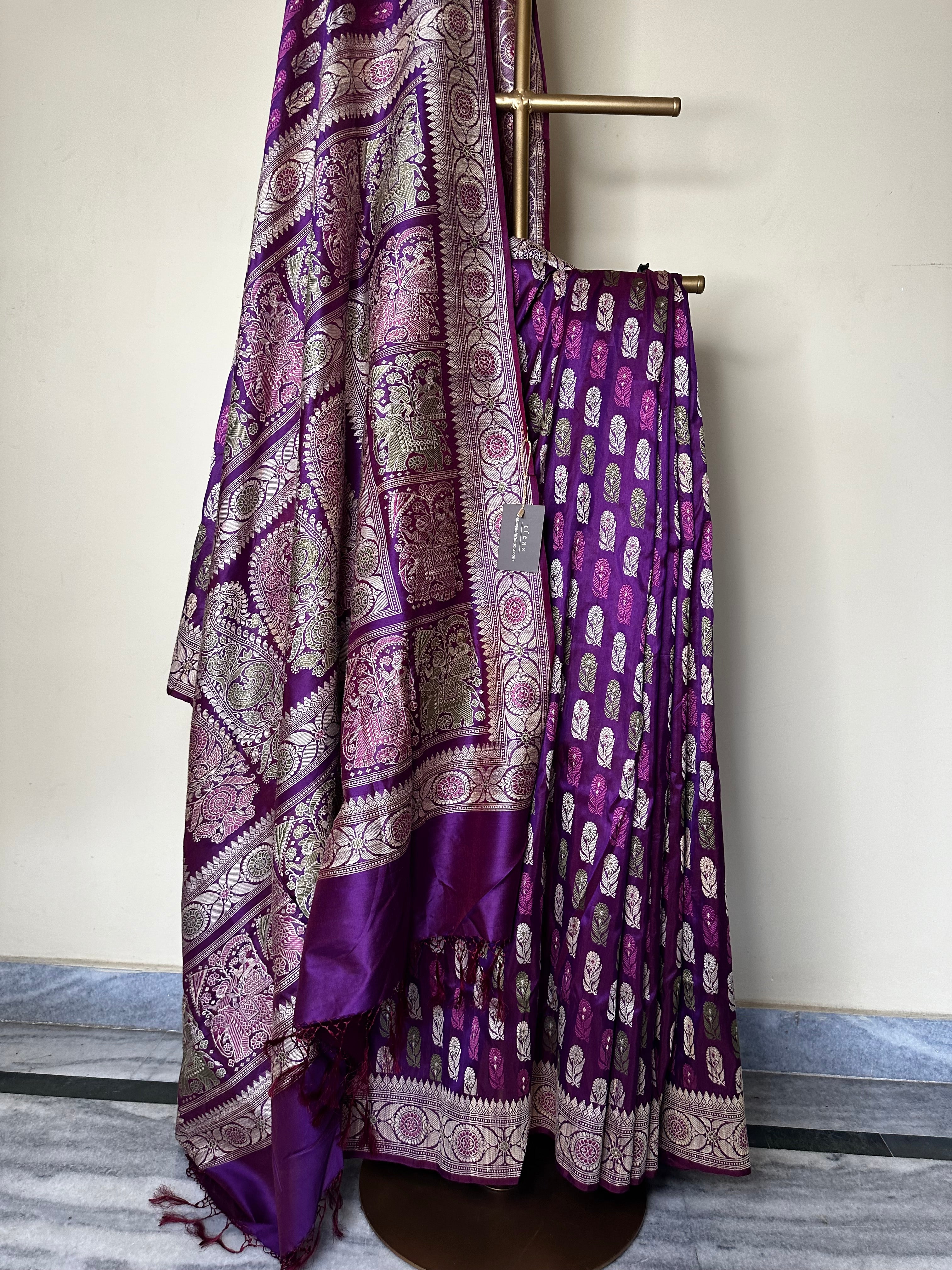 Pink Purple Revival Baluchari Saree