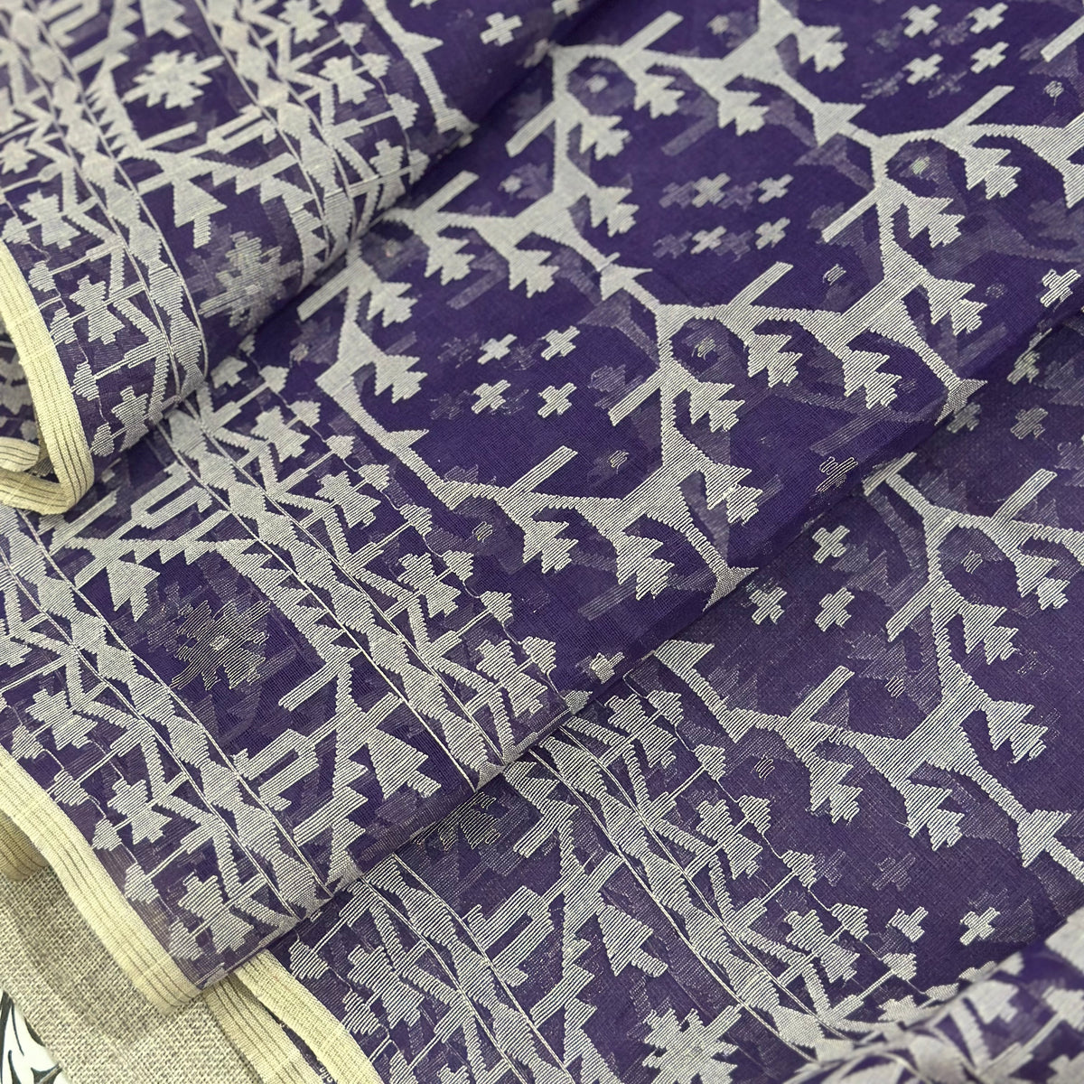 Purple Jaal Dhakai Jamdani Saree