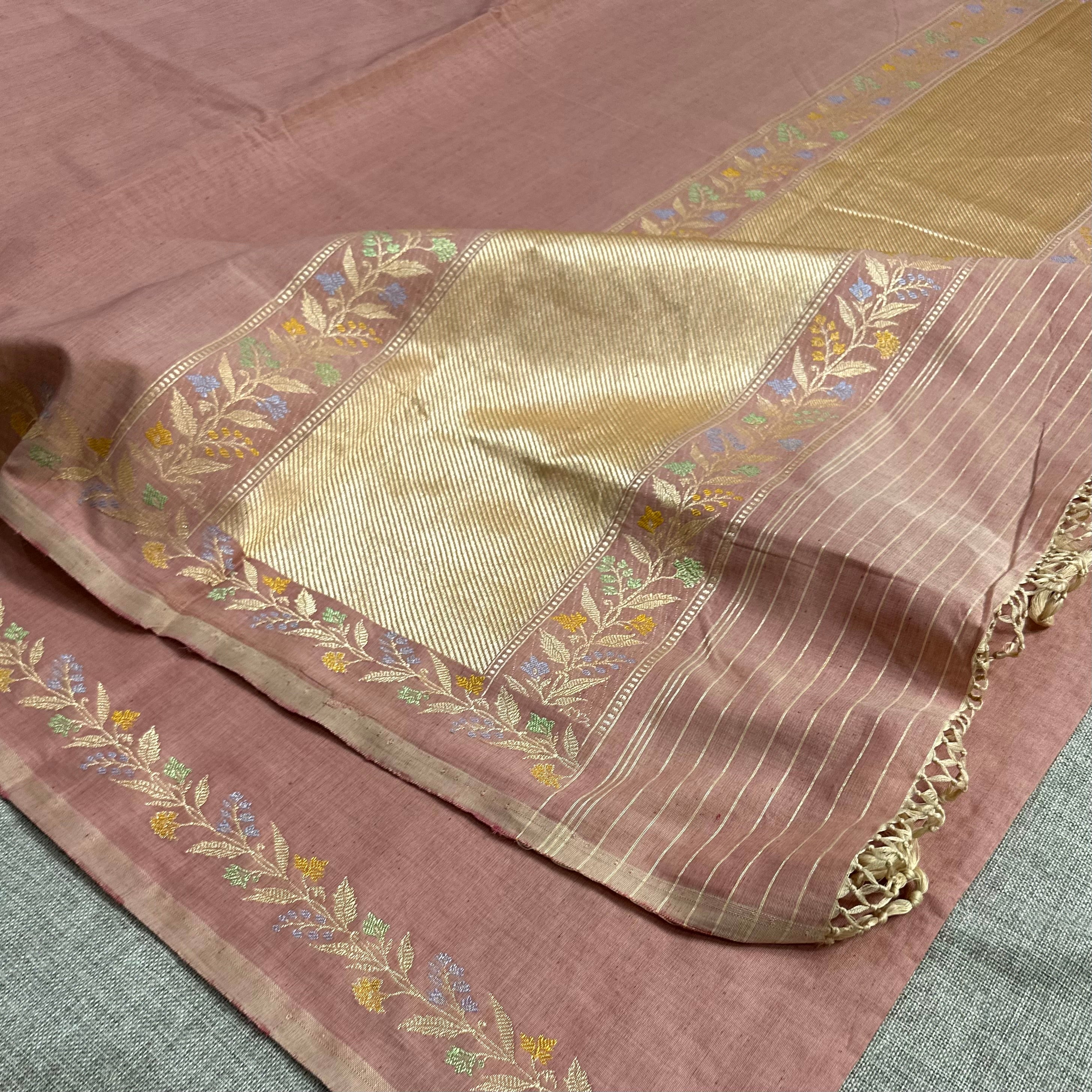 Pink Natural Dyed Pure Cotton Benarasi