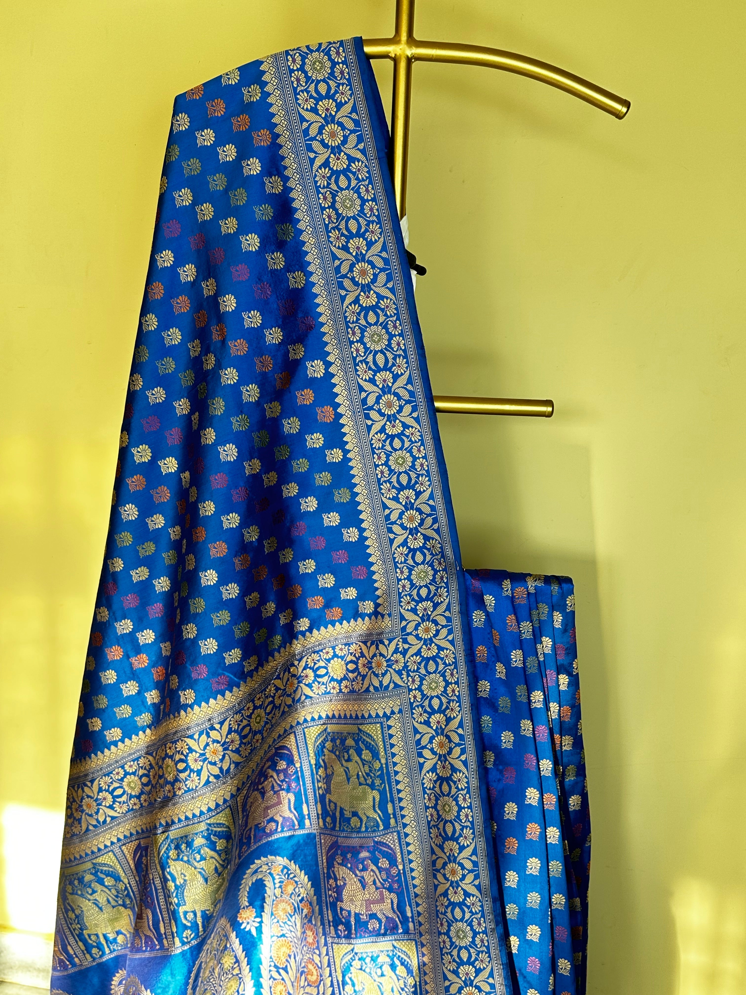 Royal Blue Colour Revival Baluchari Saree