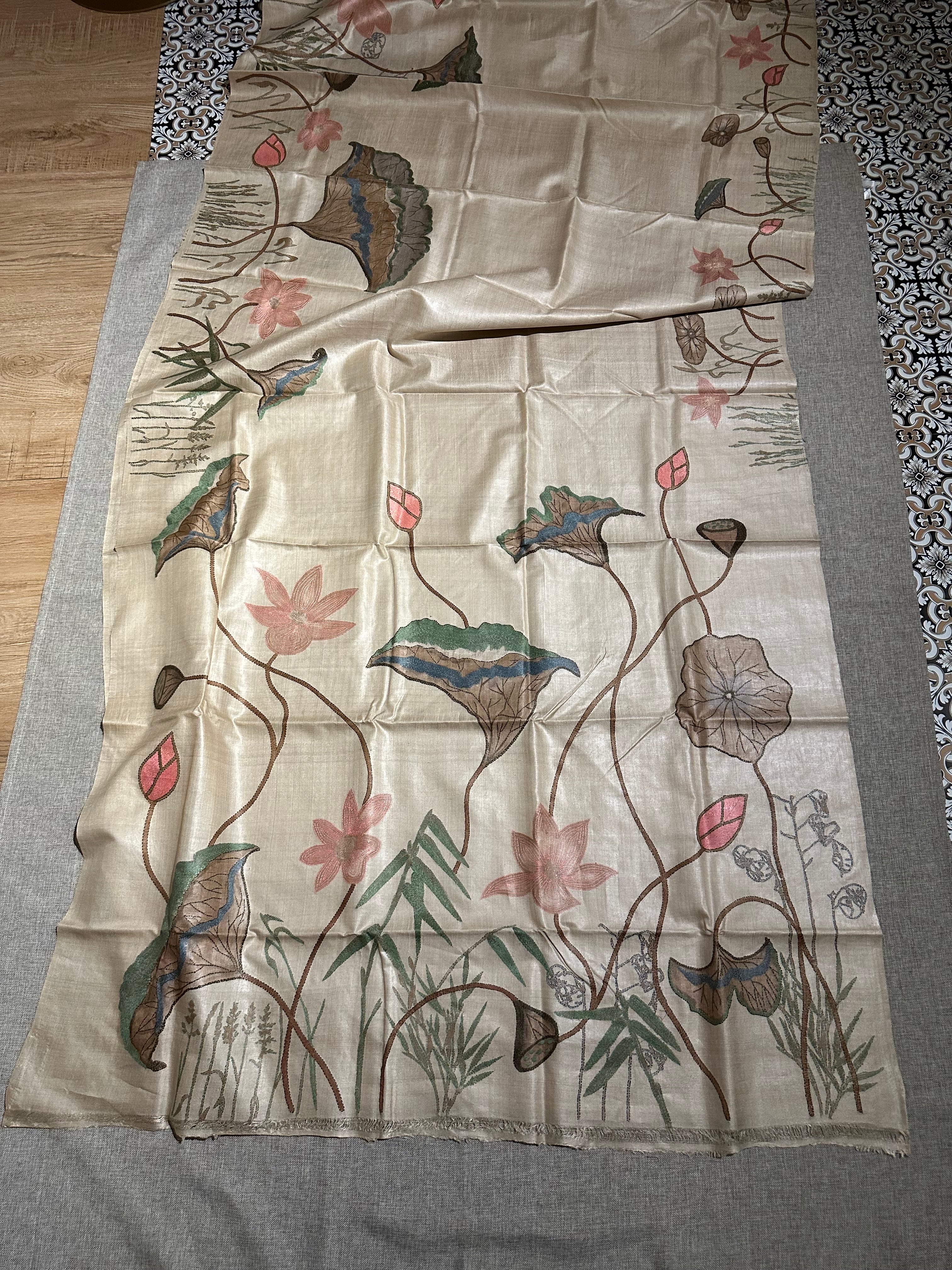 Natural Dyed Handwoven Tussar with Kantha