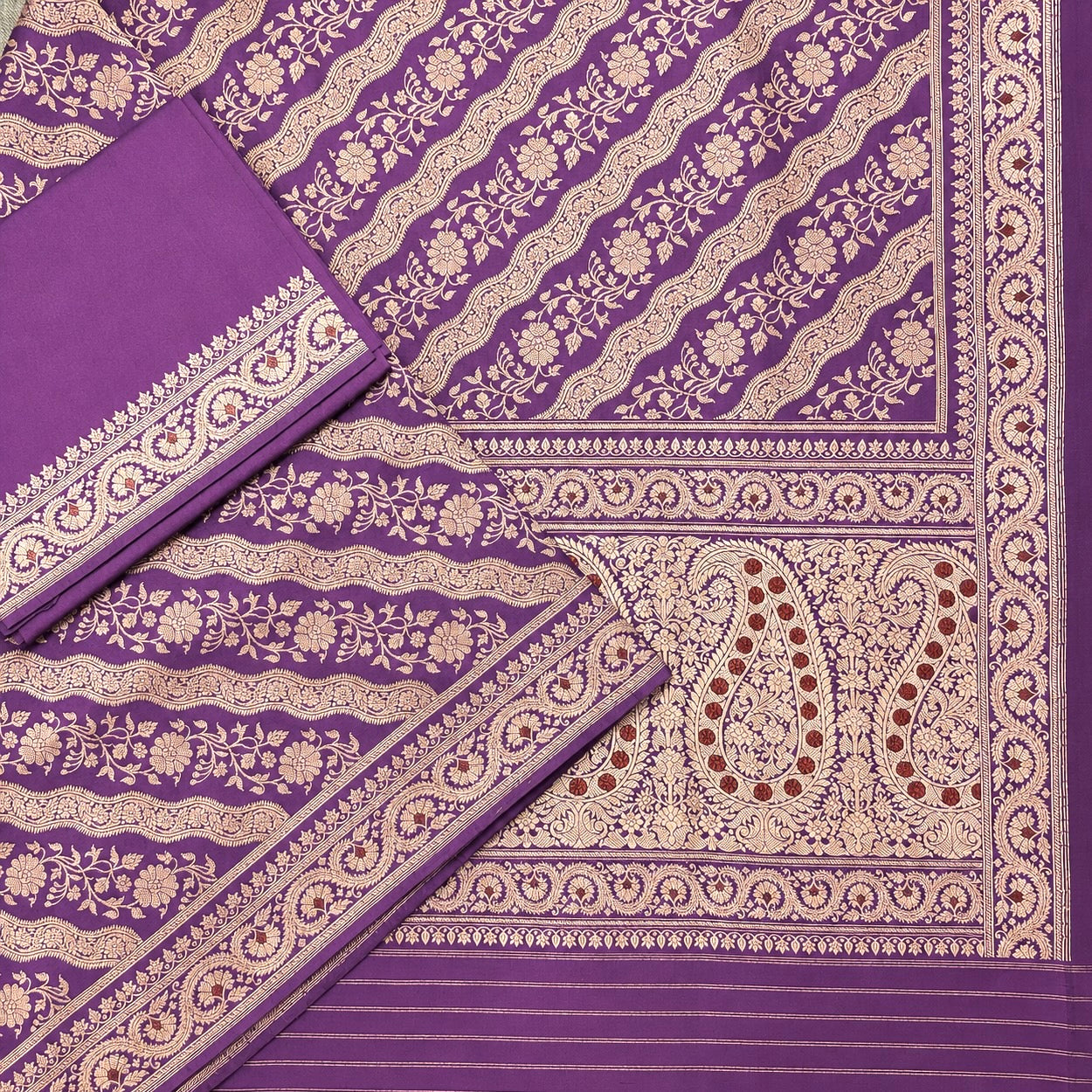 Purplish Pink Ada Khadwa Benarasi Saree