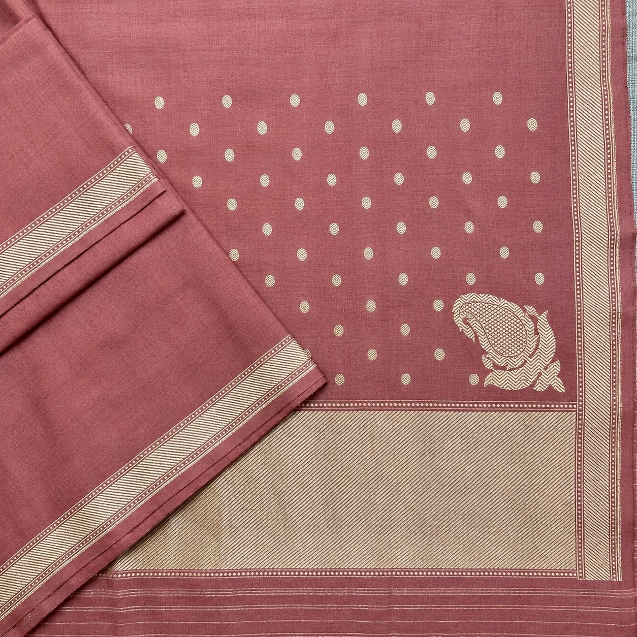 Red Pure Cotton Natural Dyed Benarasi