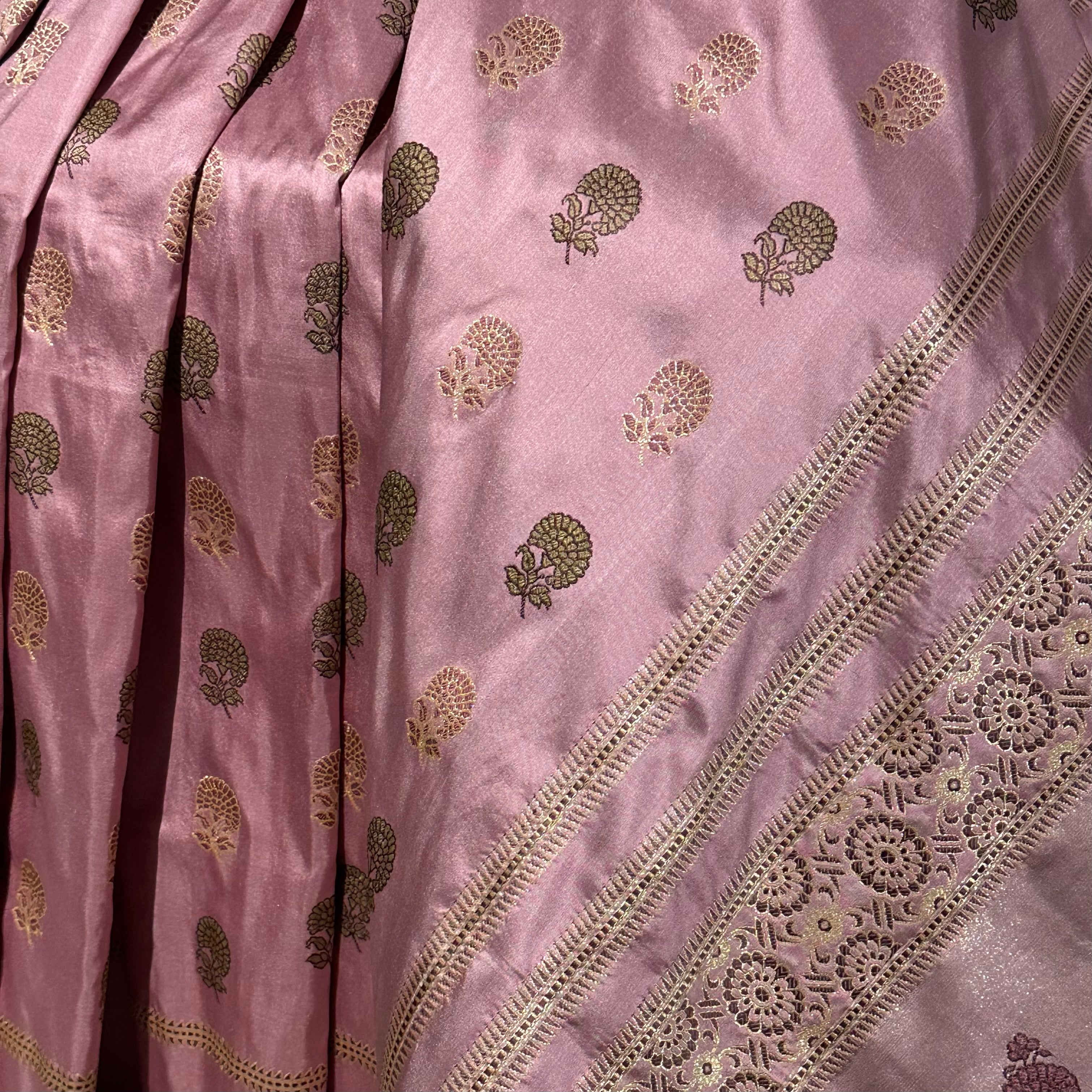 Pink Marigold Baluchari Saree