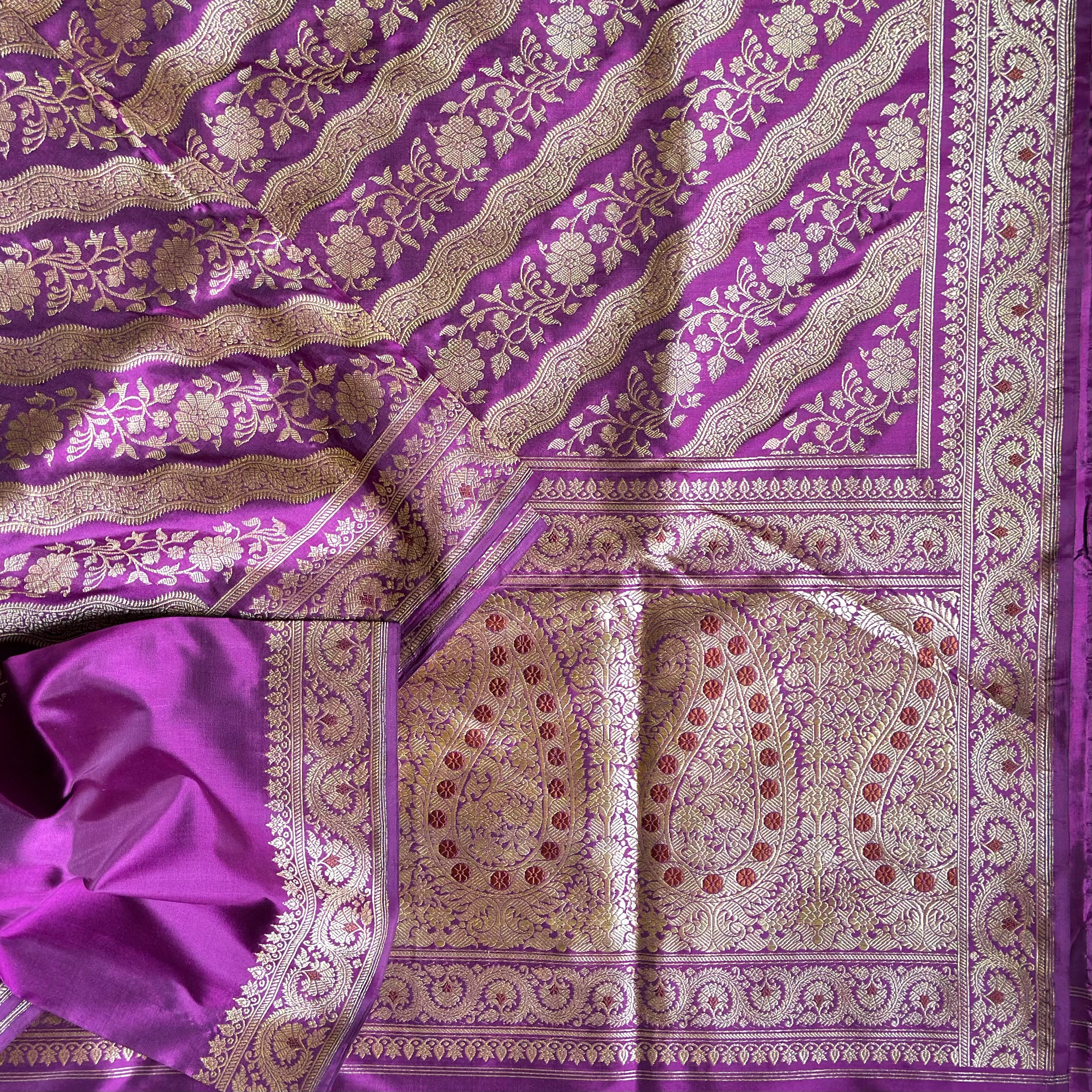 Purplish Pink Ada Khadwa Benarasi Saree