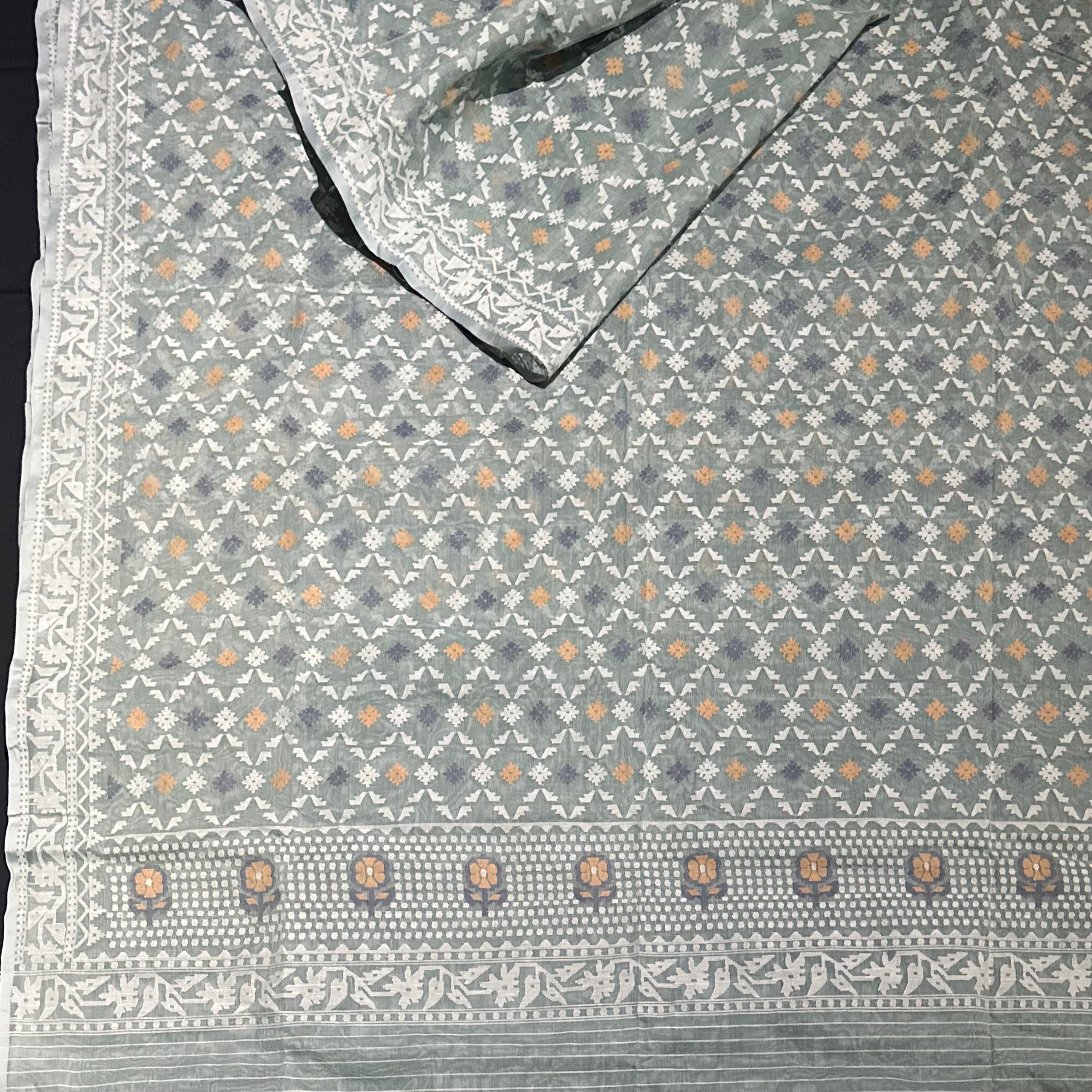 Sky Blue Jaal Dhakai Jamdani Saree