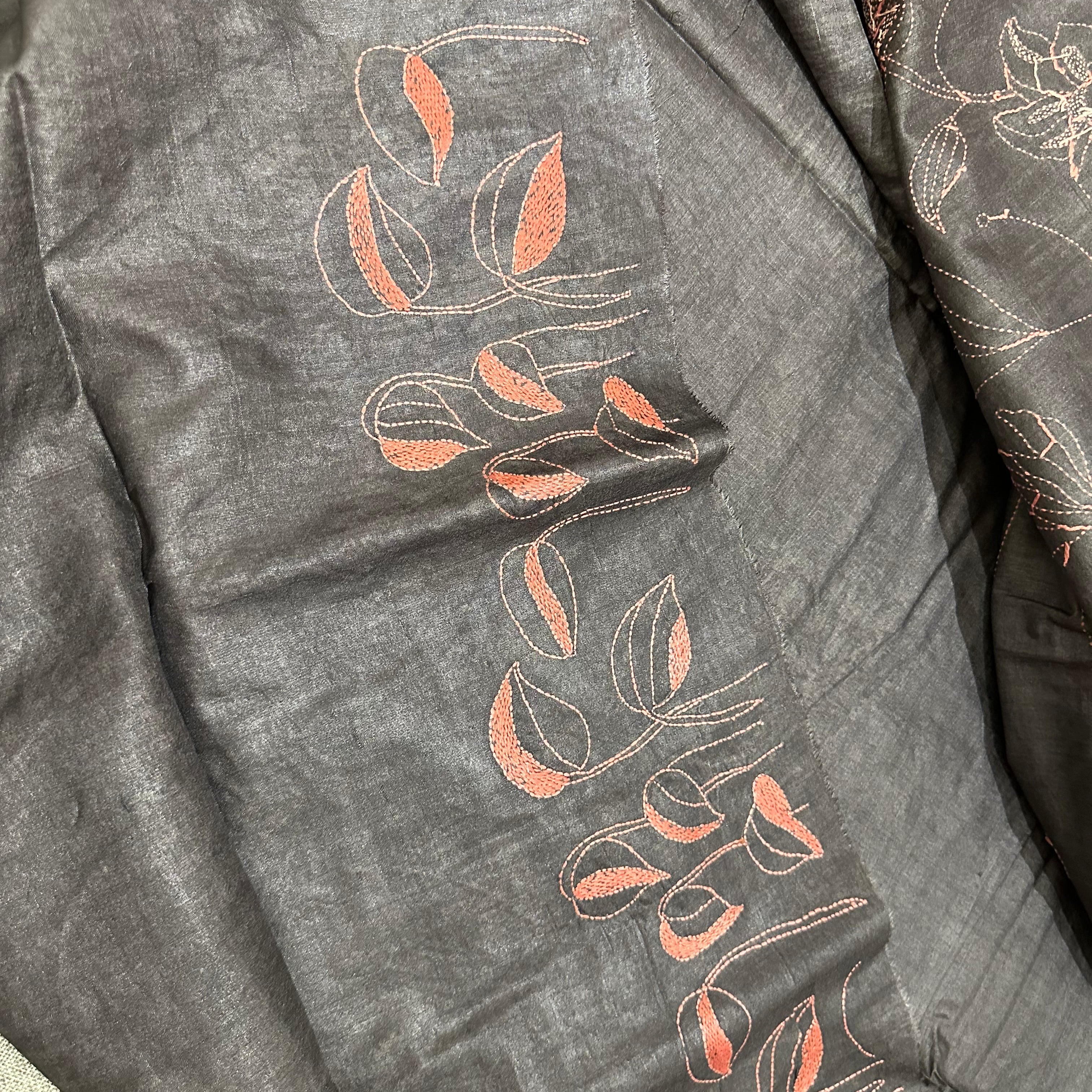 Natural Dyed Handwoven Tussar with Kantha