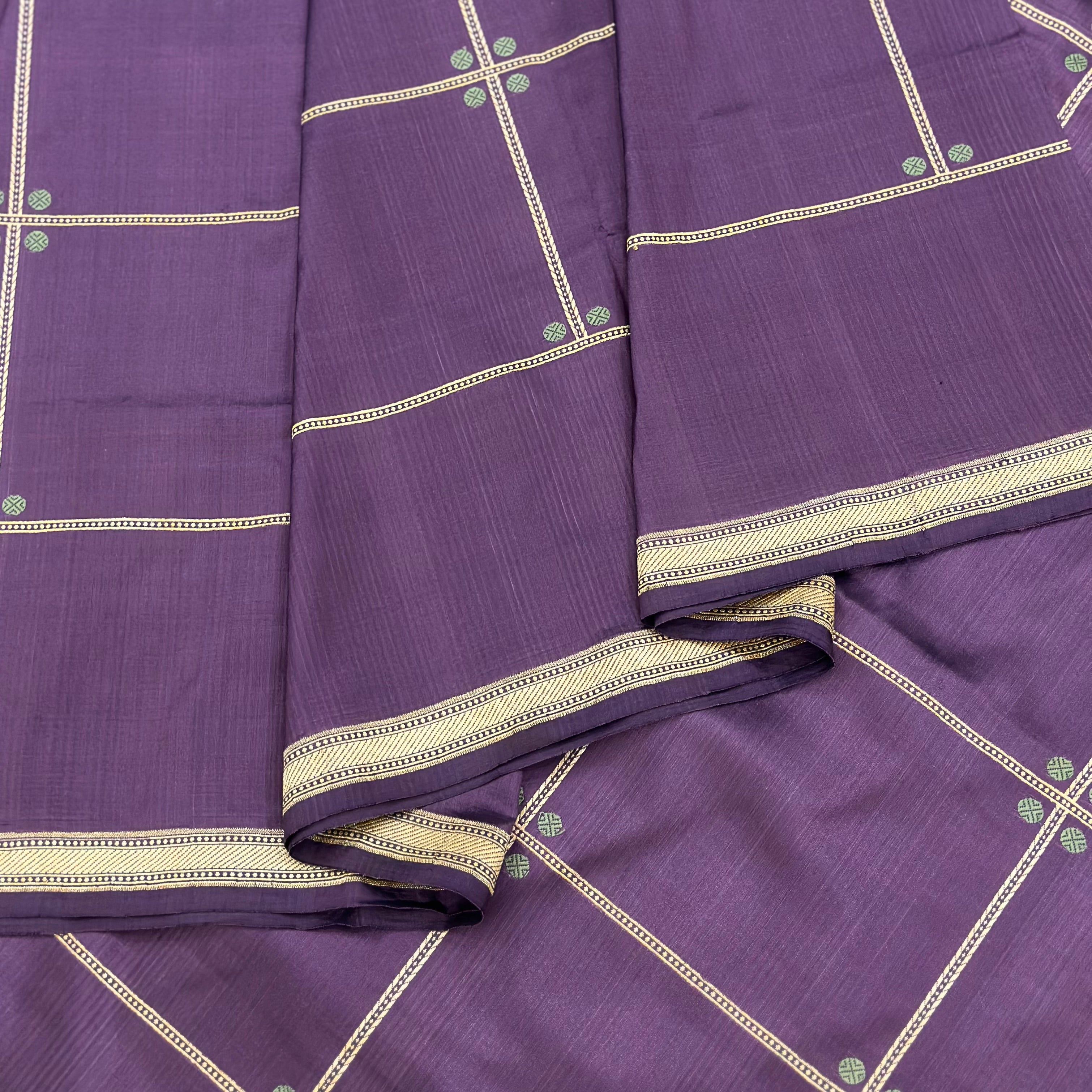 Purple Checkered Khadwa Benarasi