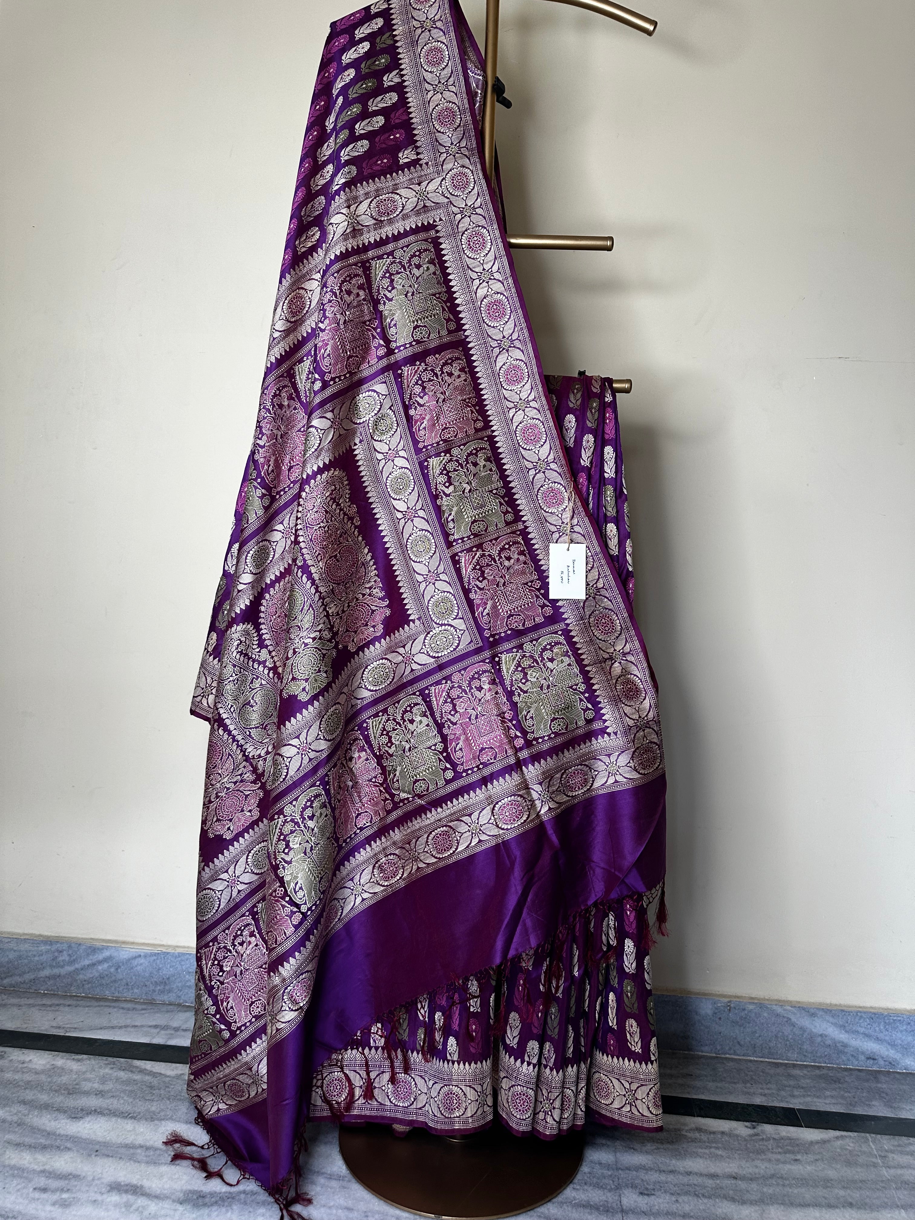 Pink Purple Revival Baluchari Saree