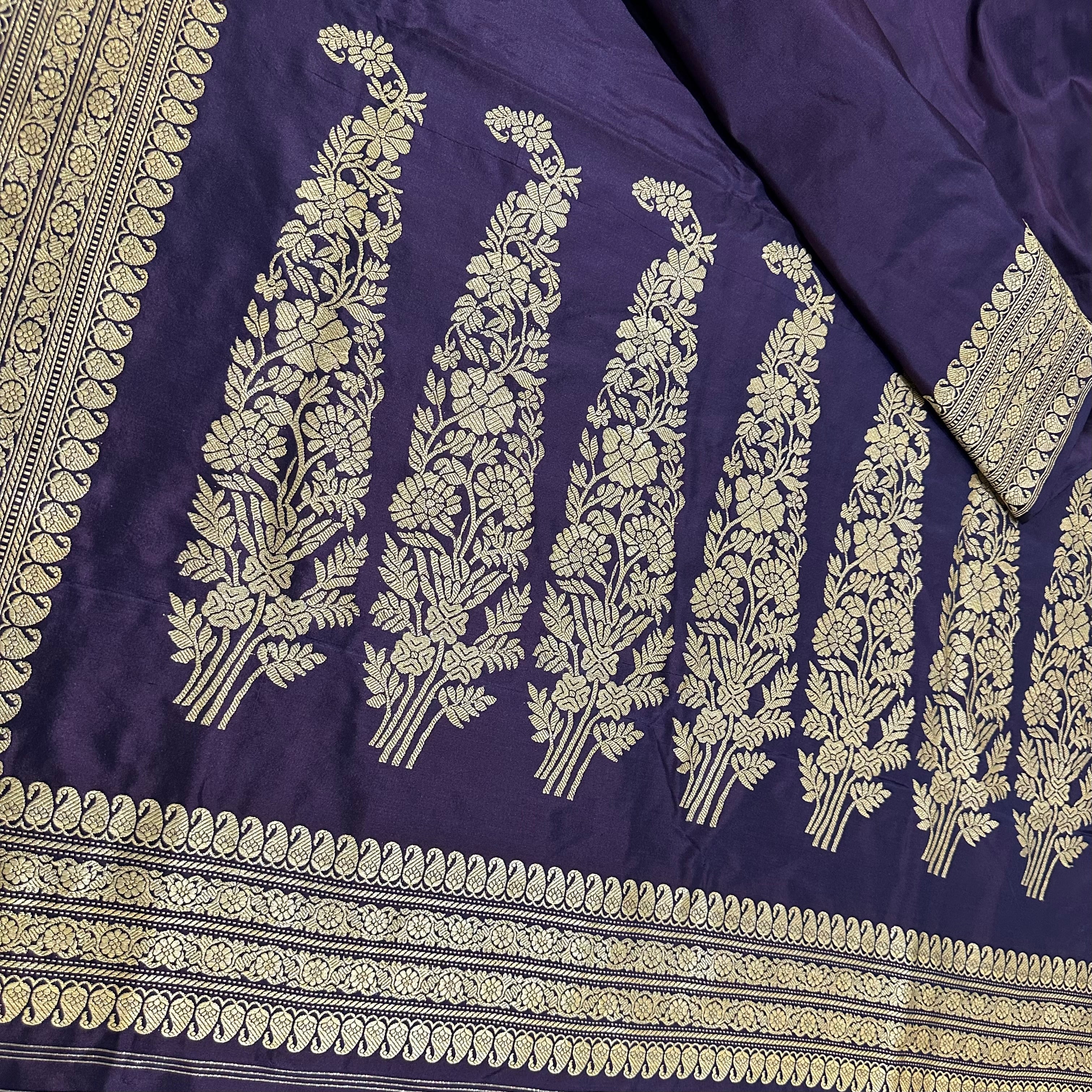 Purple Paisley Khadwa Benarasi