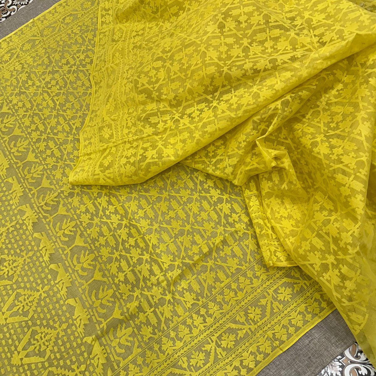 Yellow Jaal  Dhakai Jamdani Saree