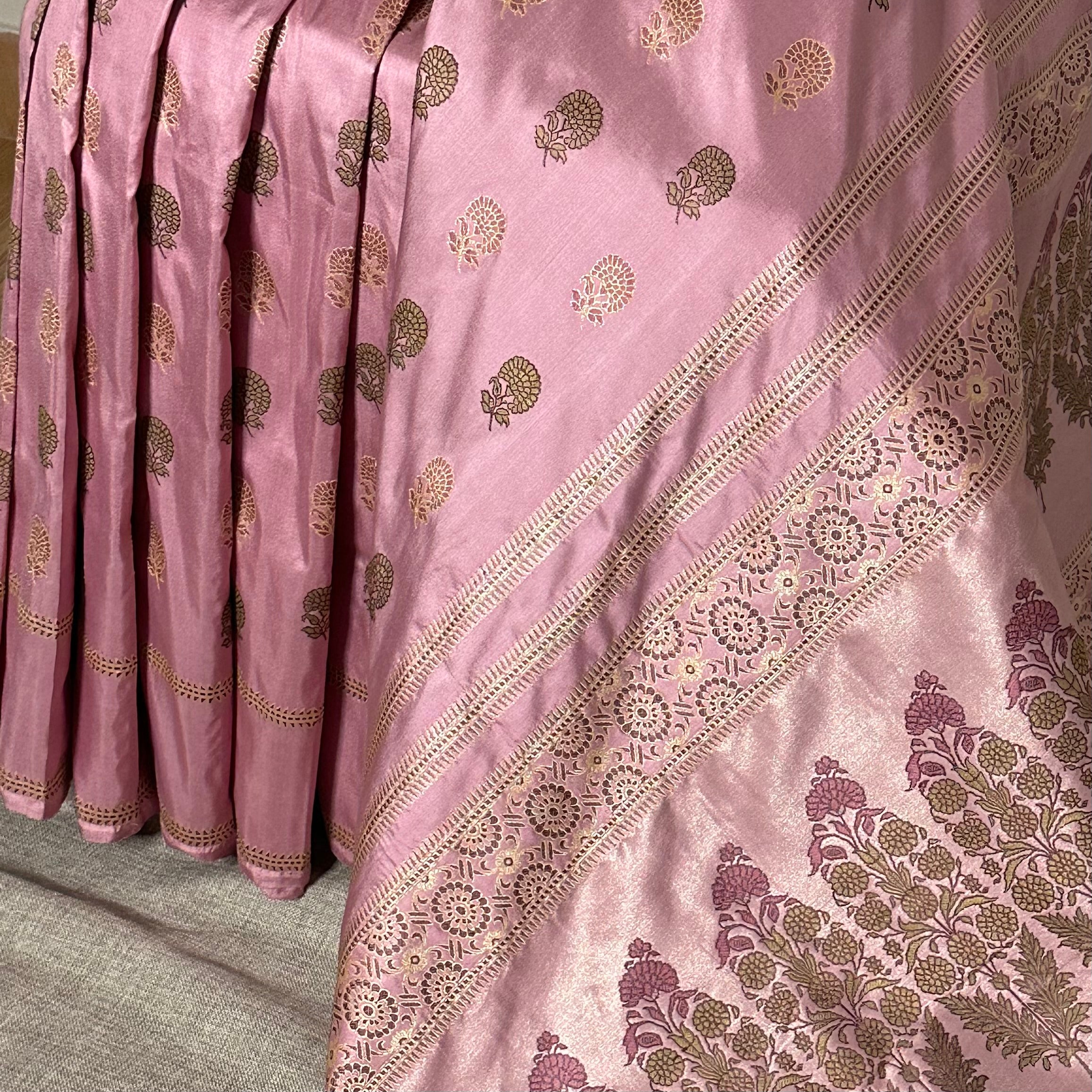 Pink Marigold Baluchari Saree