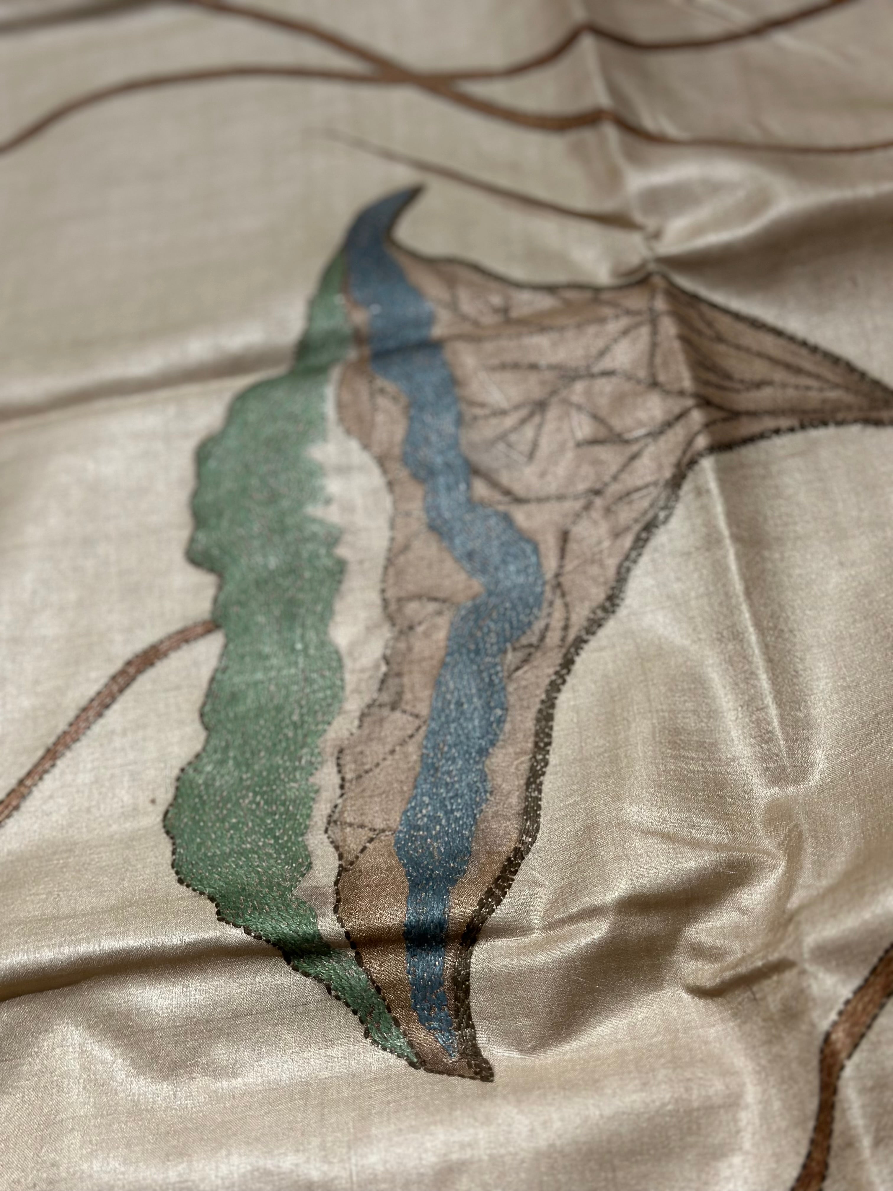 Natural Dyed Handwoven Tussar with Kantha