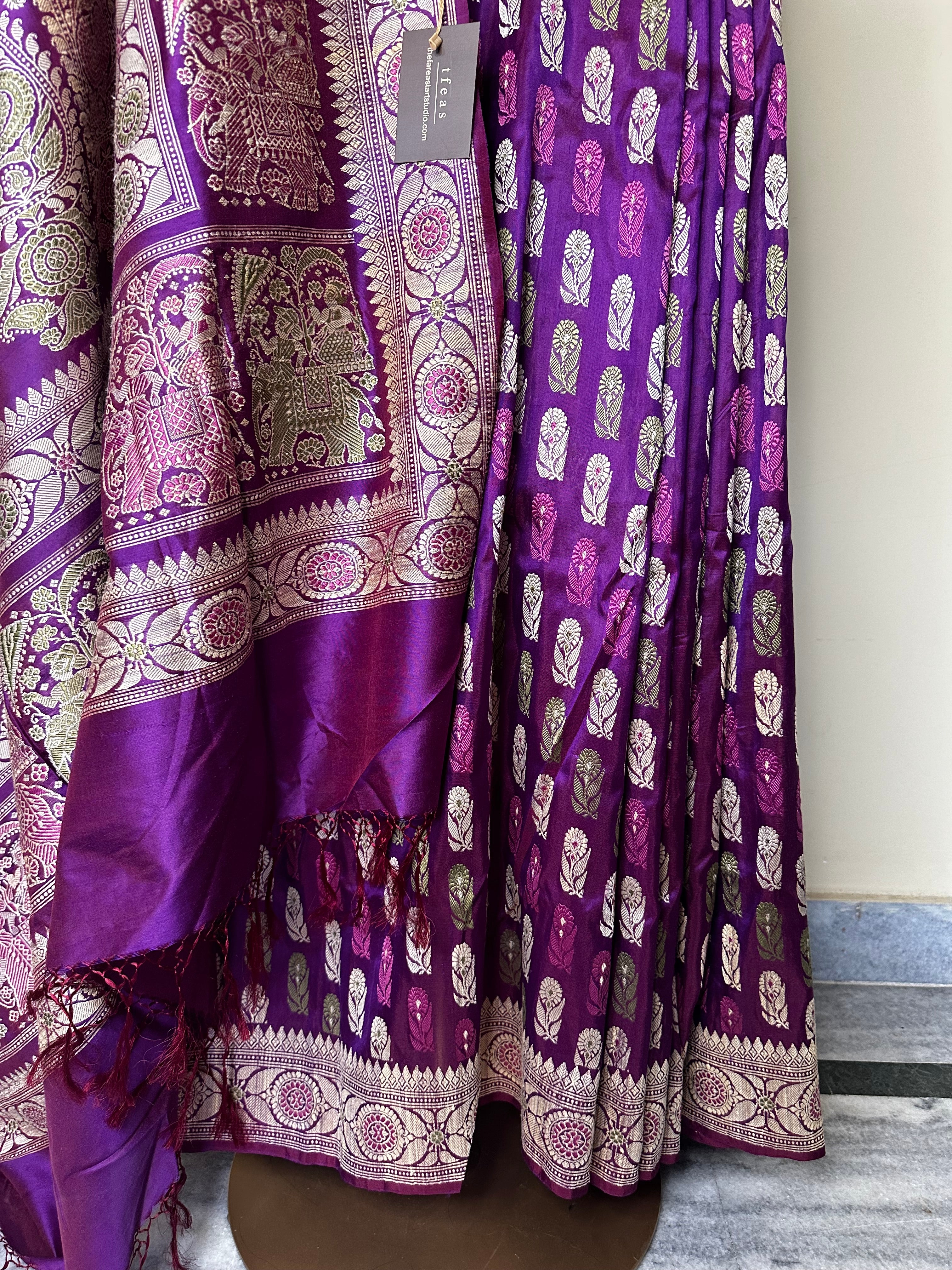 Pink Purple Revival Baluchari Saree