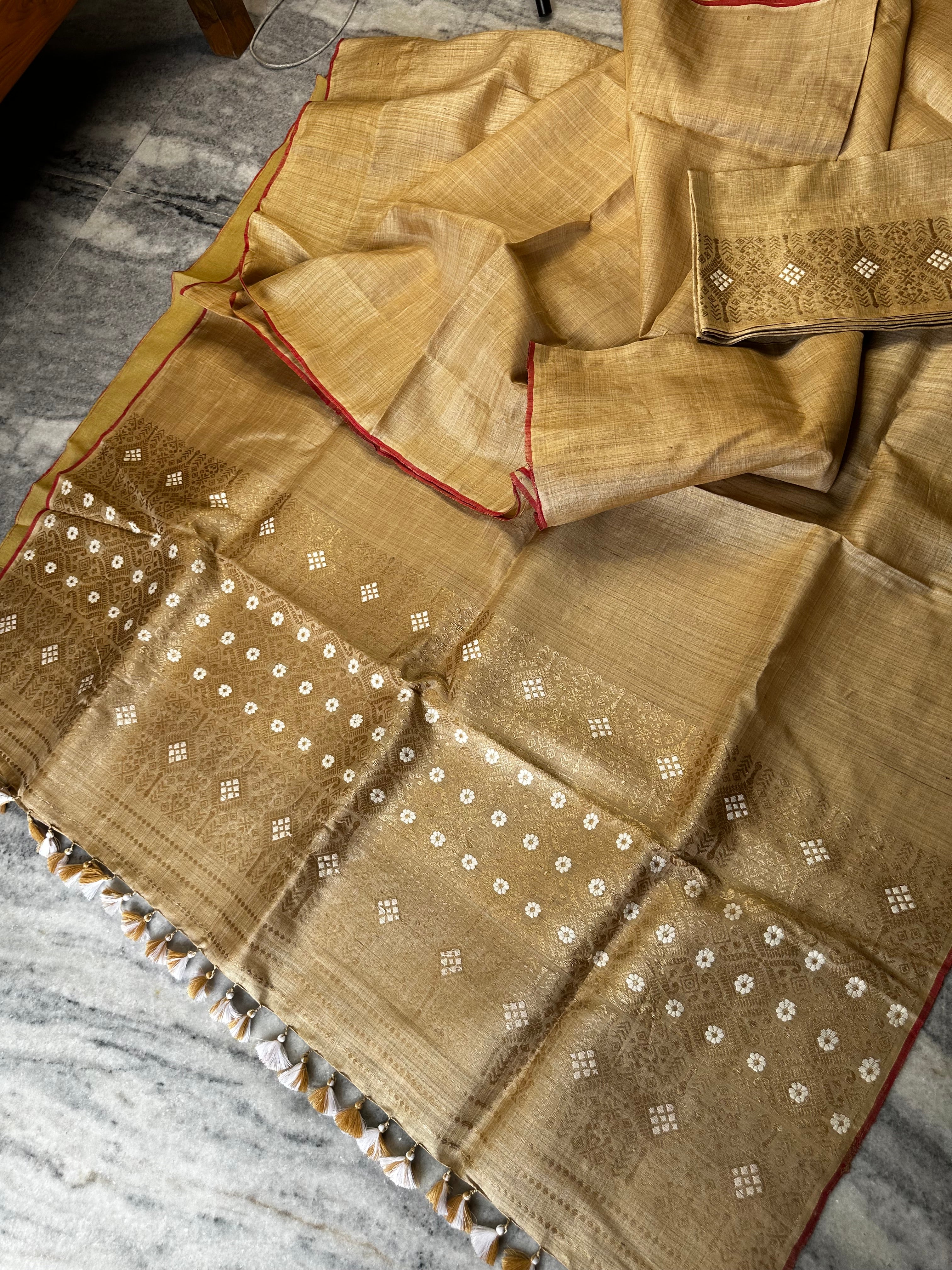 Heirloom Pure Assam Muga Saree with Muga and Eri Extra Weft Palla